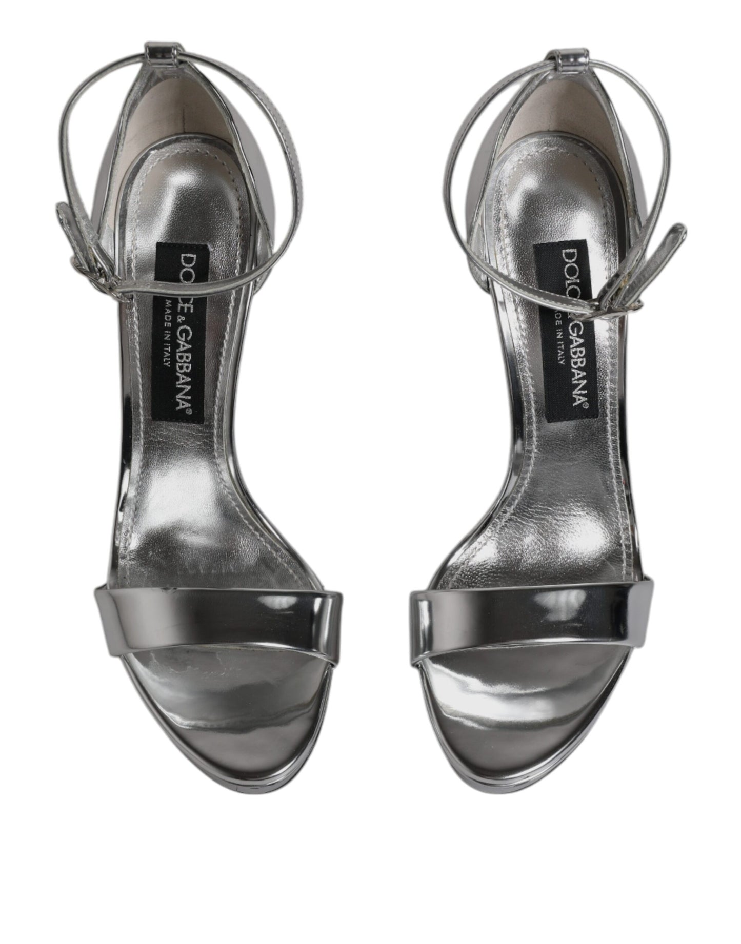 Dolce & Gabbana Silver KEIRA Heels Ankle Strap Sandals Shoes EU39 / US9