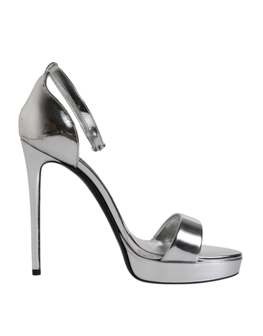 Dolce & Gabbana Silver KEIRA Heels Ankle Strap Sandals Shoes EU39 / US9