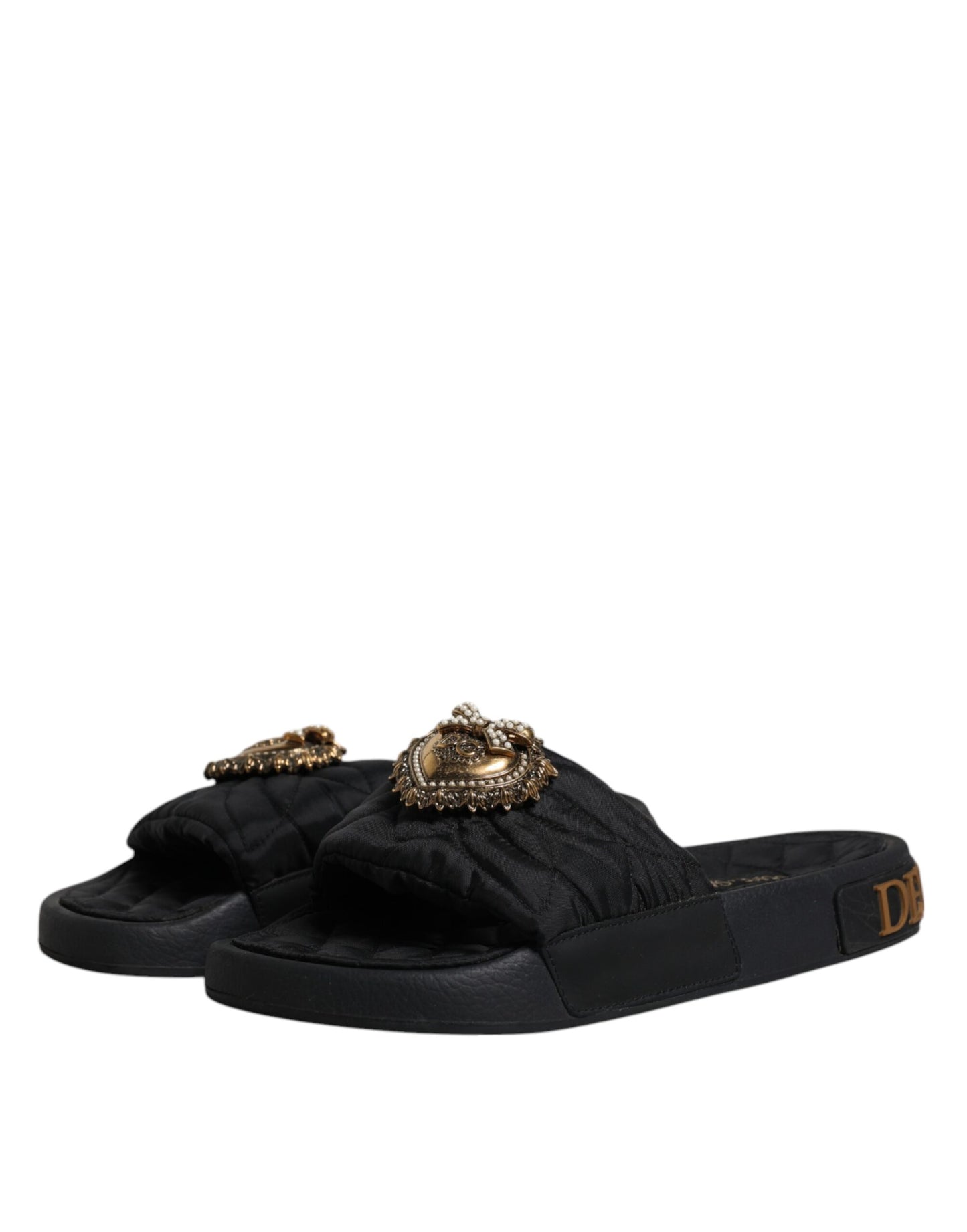 Dolce & Gabbana Black Devotion Beachwear Sandals Shoes EU36 / US6