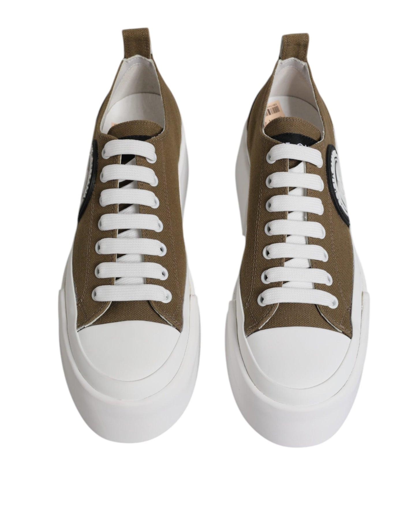 Dolce & Gabbana Brown White Canvas Logo Low Top Sneakers Shoes EU39 / US9