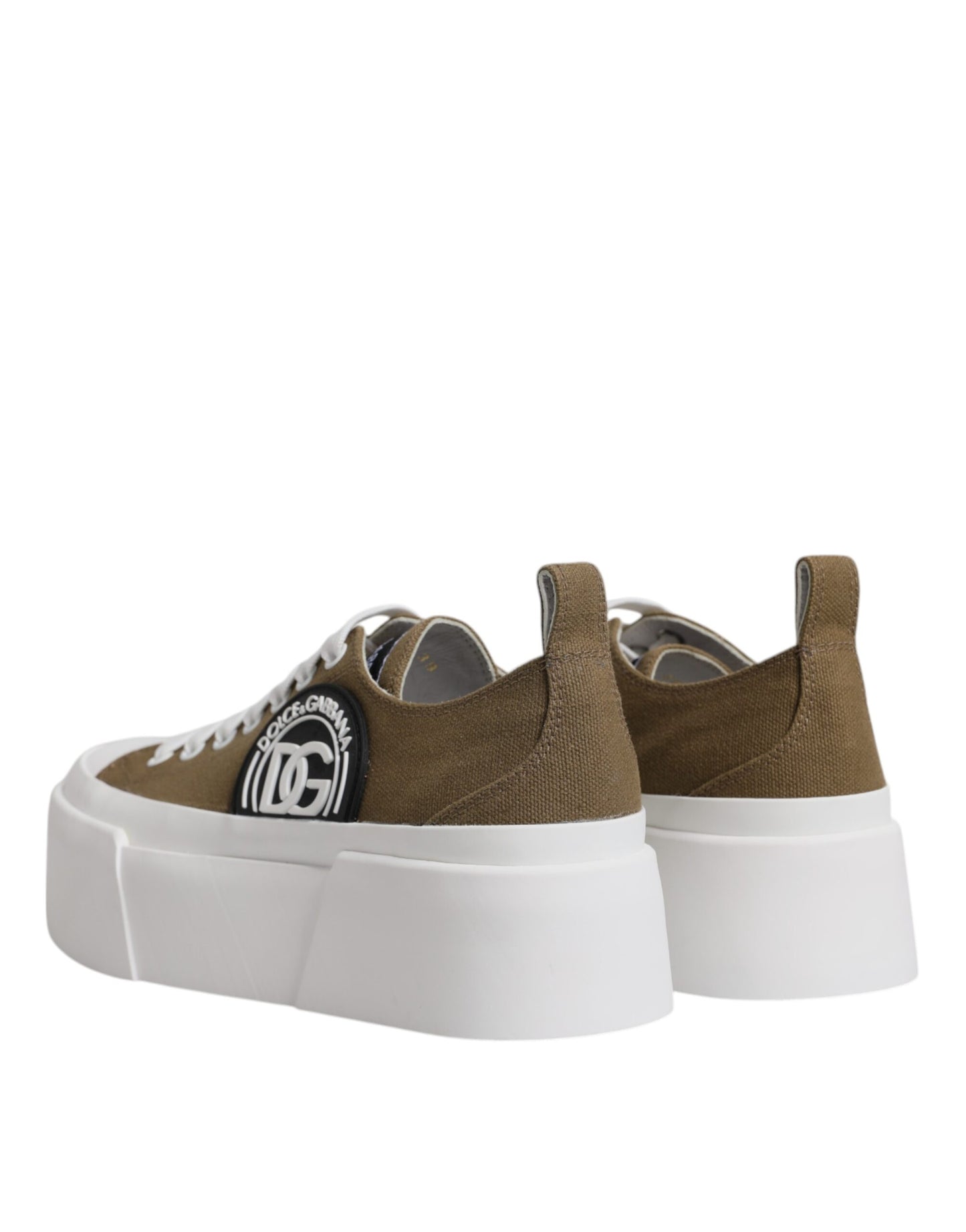 Dolce & Gabbana Brown White Canvas Logo Low Top Sneakers Shoes EU39 / US9