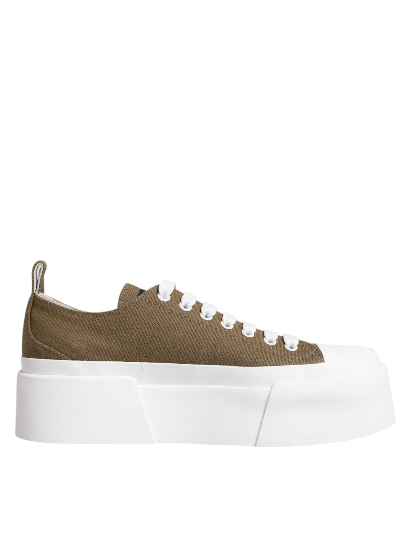 Dolce & Gabbana Brown White Canvas Logo Low Top Sneakers Shoes EU39 / US9