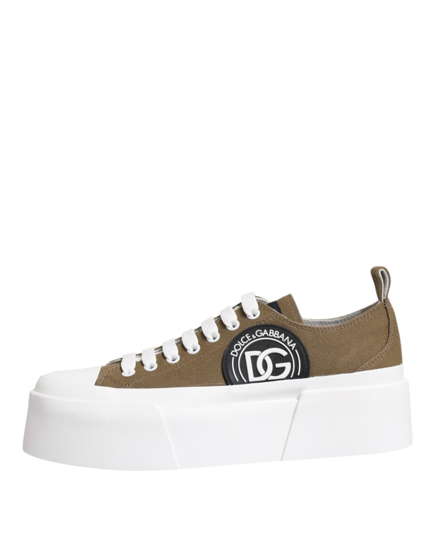 Dolce & Gabbana Brown White Canvas Logo Low Top Sneakers Shoes EU39 / US9