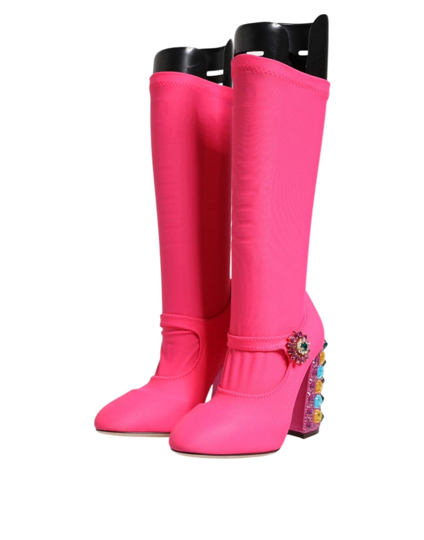 Dolce & Gabbana Pink Nylon Crystal Vally High Boots Shoes EU35.5 / US5.5