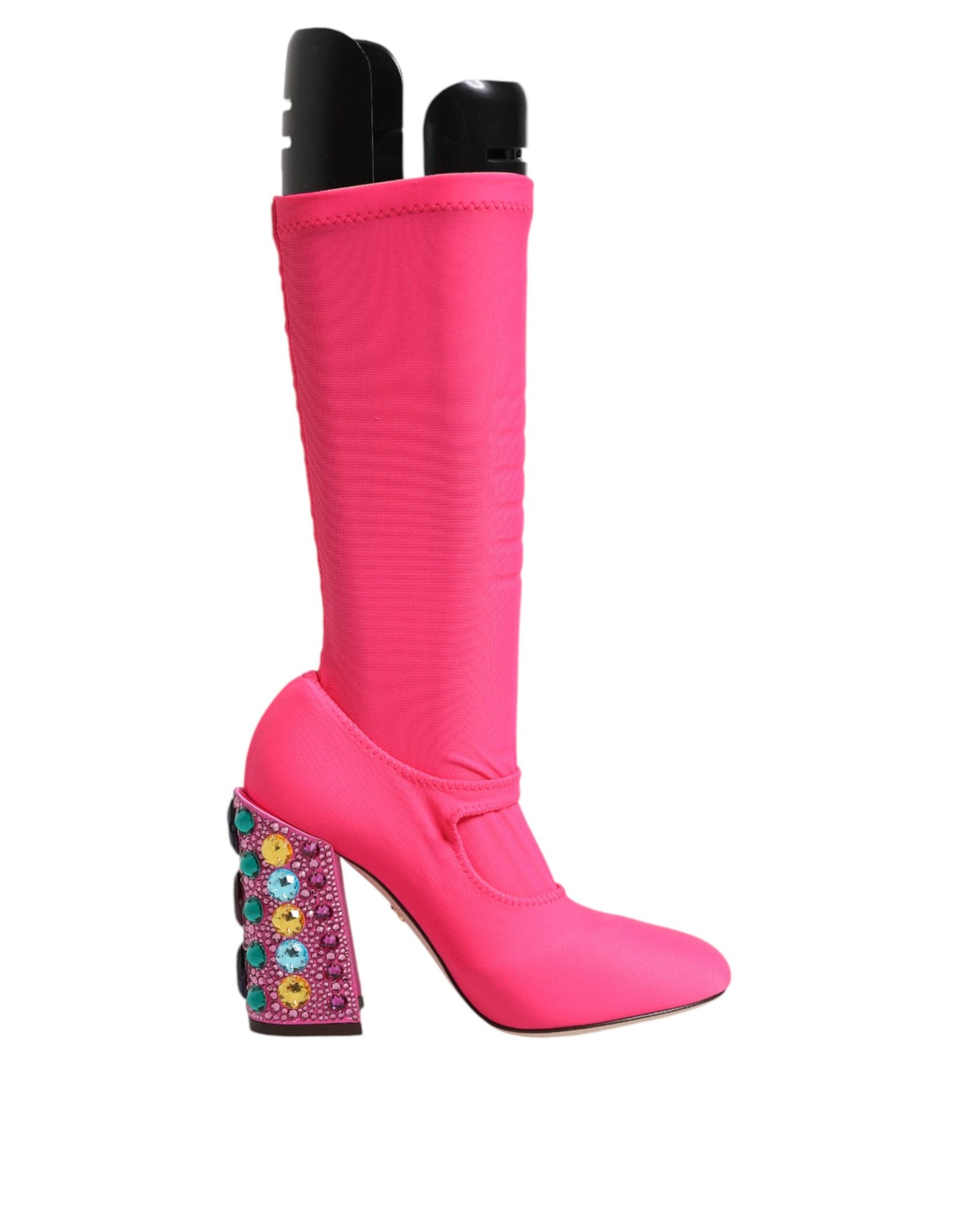 Dolce & Gabbana Pink Nylon Crystal Vally High Boots Shoes EU35.5 / US5.5