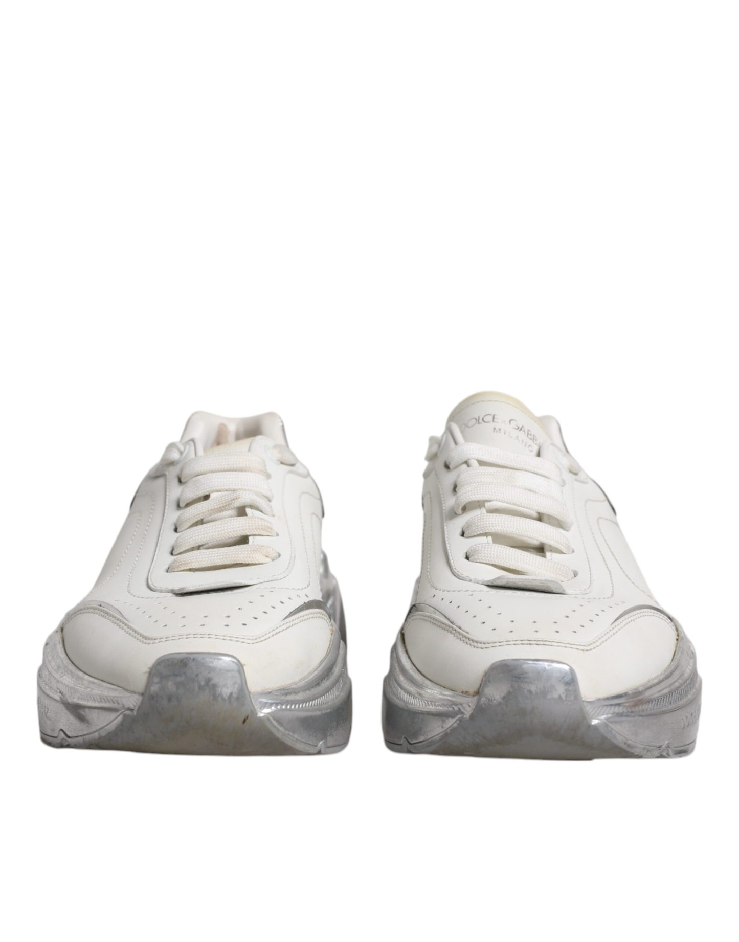 Dolce & Gabbana White Silver Daymaster Low Top Sneakers Shoes EU38 / US8