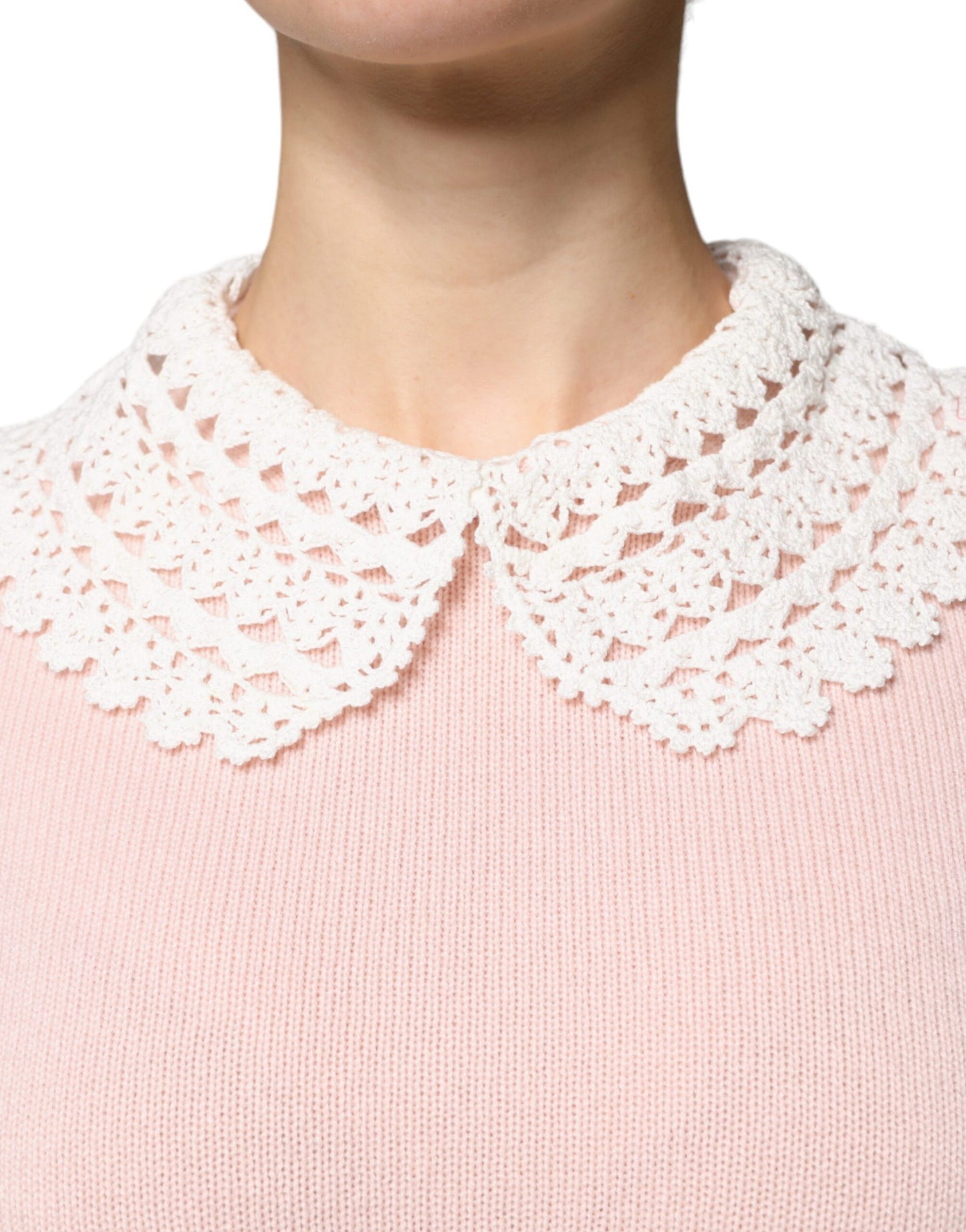 Dolce & Gabbana Pink Cashmere Collar Knitted Long Sleeves Top IT40 | S