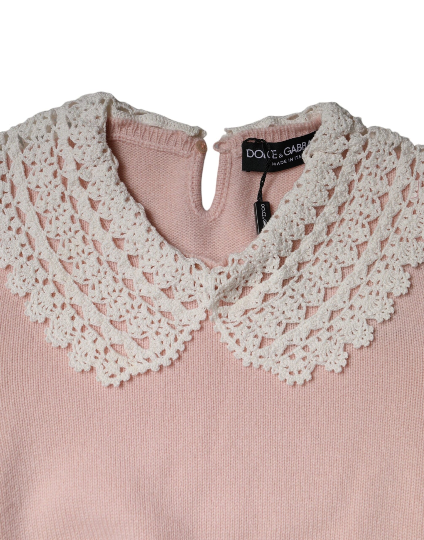 Dolce & Gabbana Pink Cashmere Collar Knitted Long Sleeves Top IT40 | S