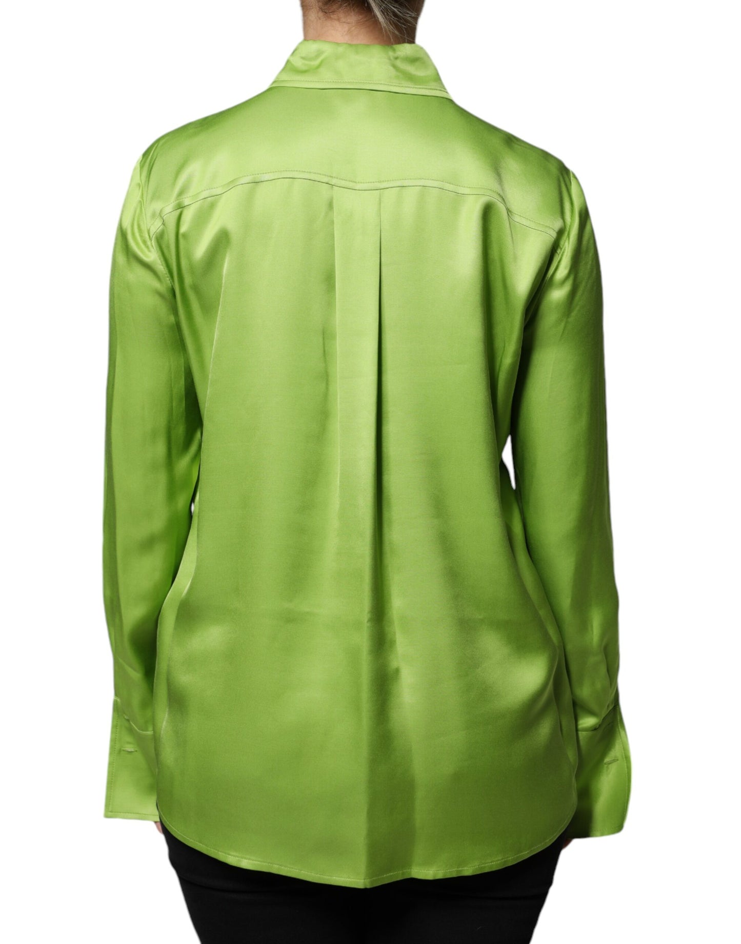 Patrizia Pepe Green Viscose Long Sleeves Collared Blouse Top IT44 | L