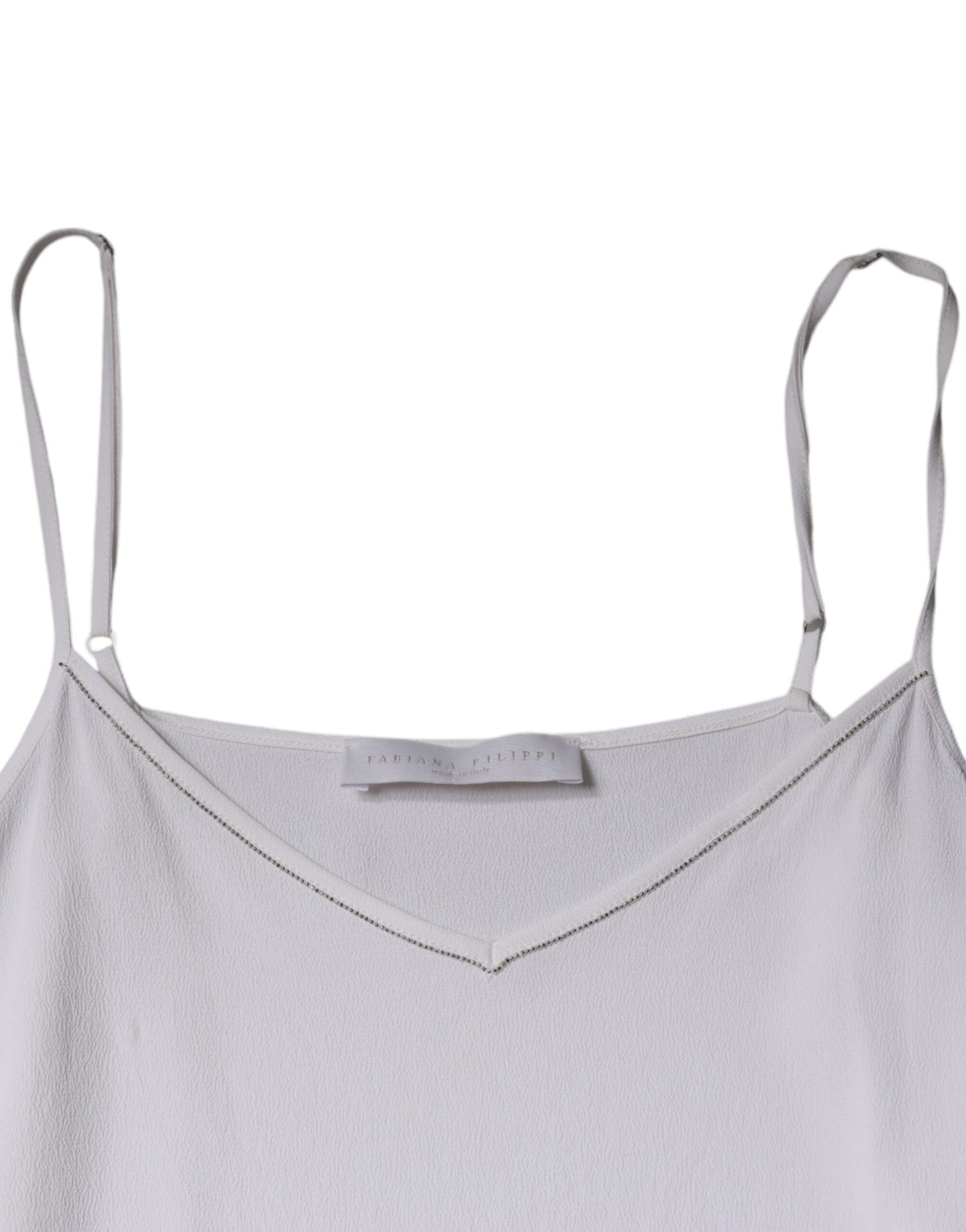 Fabiana Filippi White Spaghetti Strap Sleeveless Tank Top IT40 | S