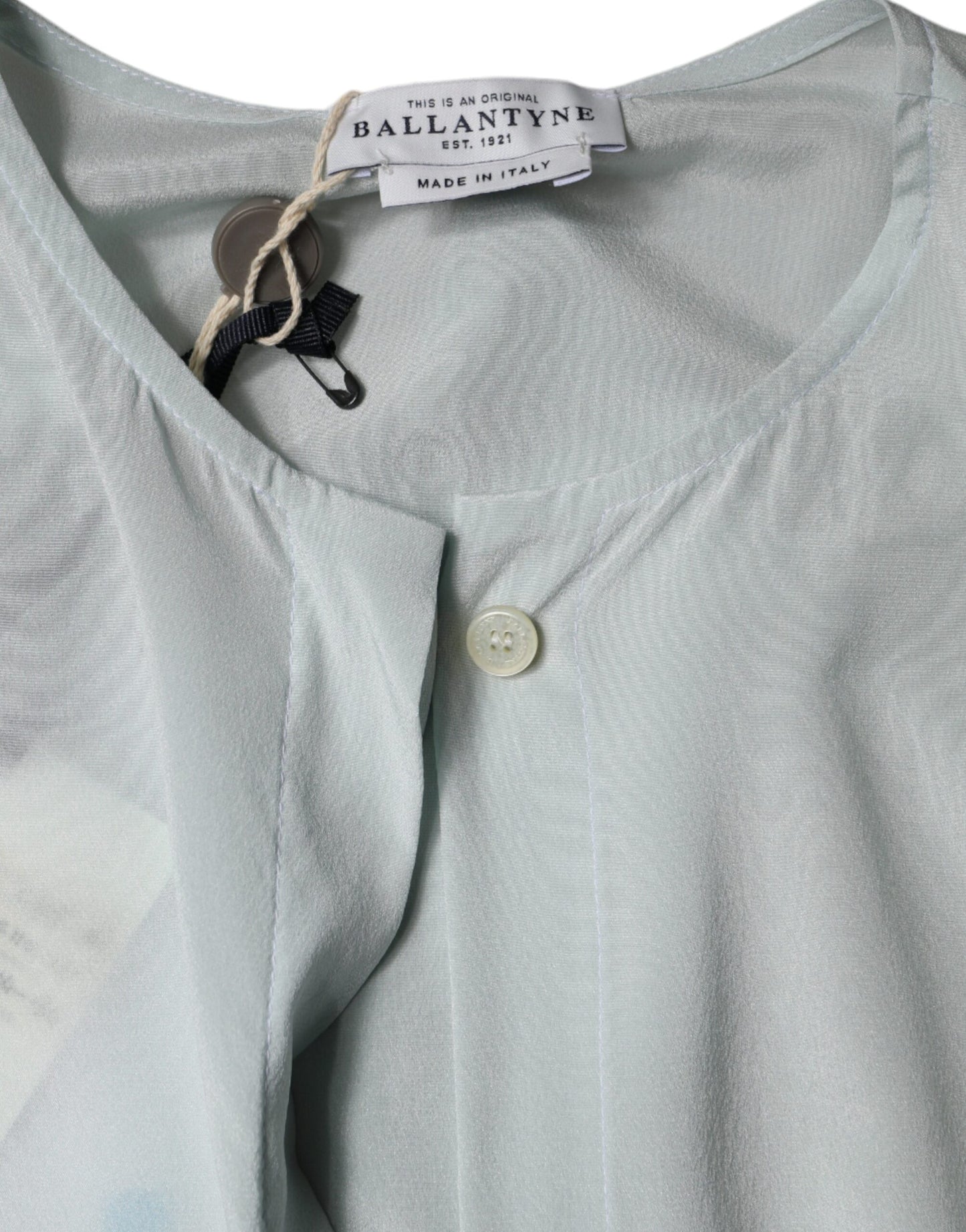 Ballantyne Light Blue Silk Ascot Collared Long Sleeves Top IT40 | S