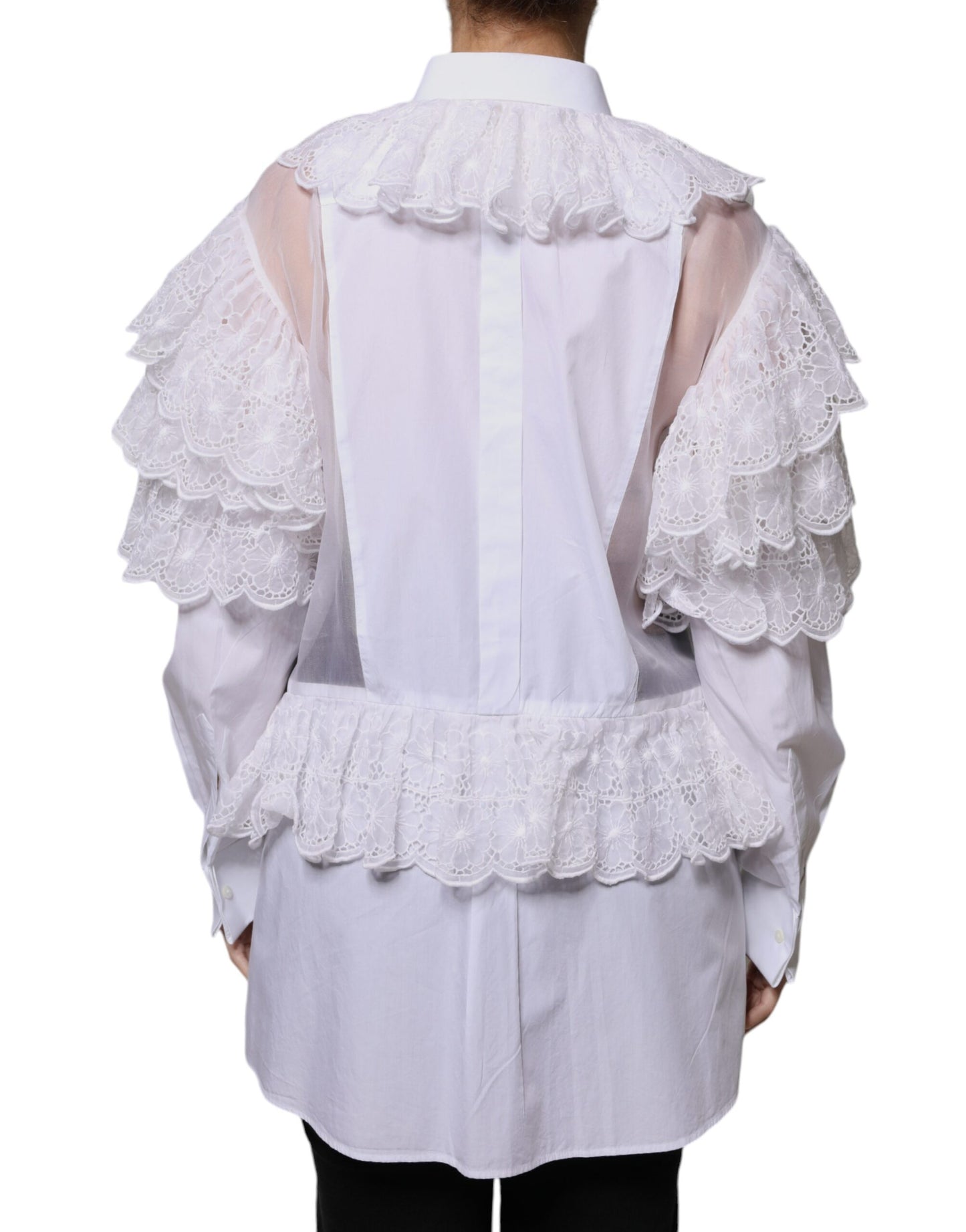 Dolce & Gabbana White Cotton Poplin Shirt Dress Blouse Top IT44 / L