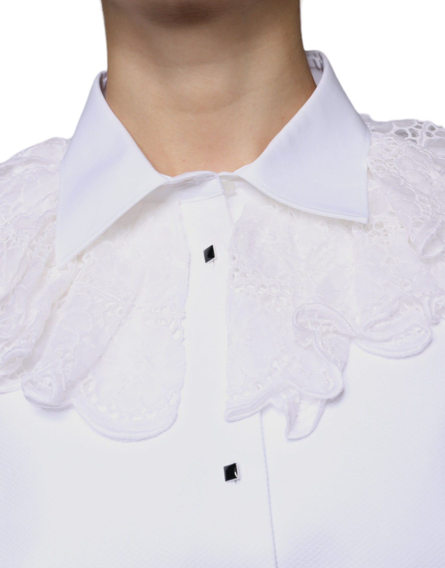 Dolce & Gabbana White Cotton Poplin Shirt Dress Blouse Top IT44 / L