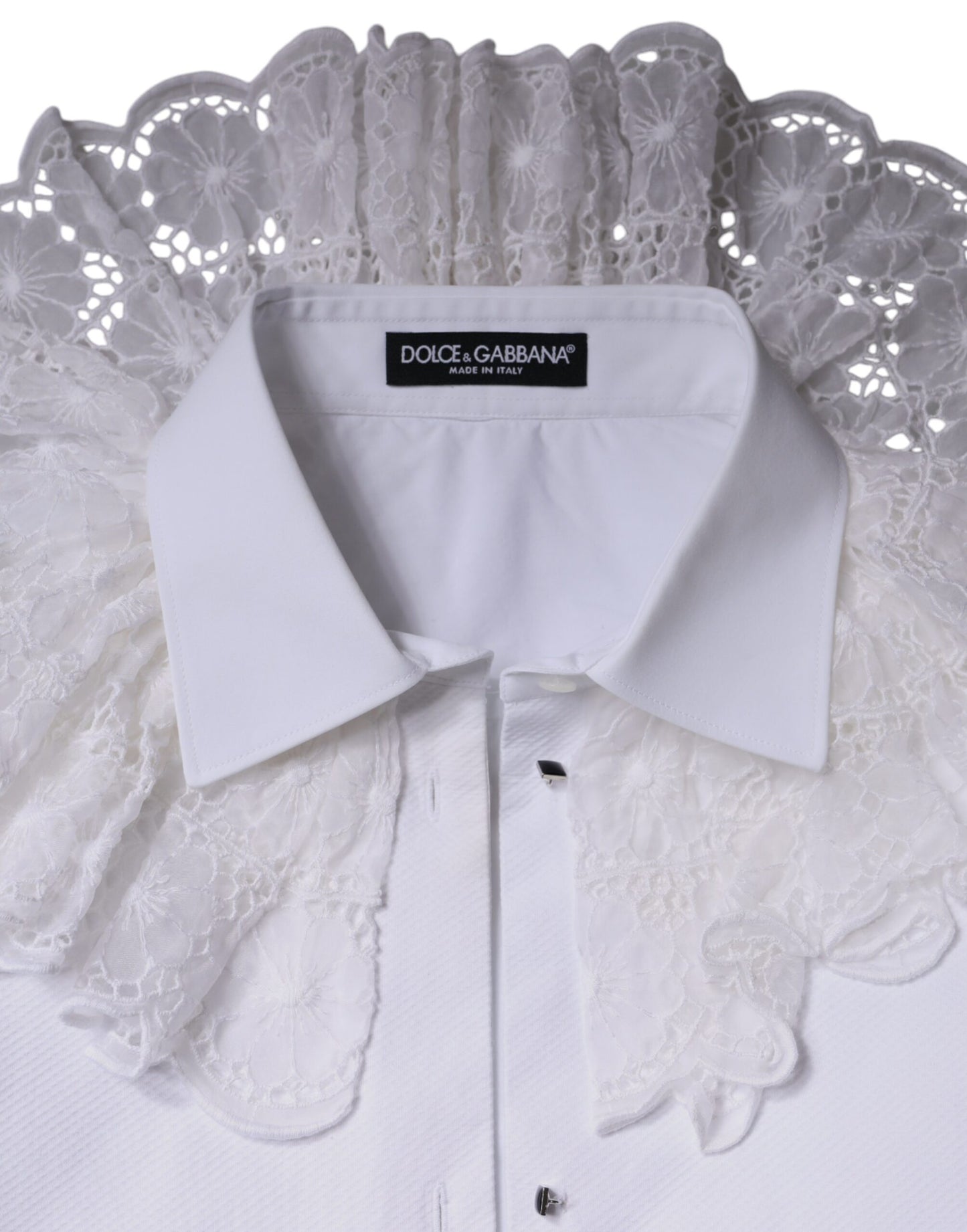 Dolce & Gabbana White Cotton Poplin Shirt Dress Blouse Top IT44 / L