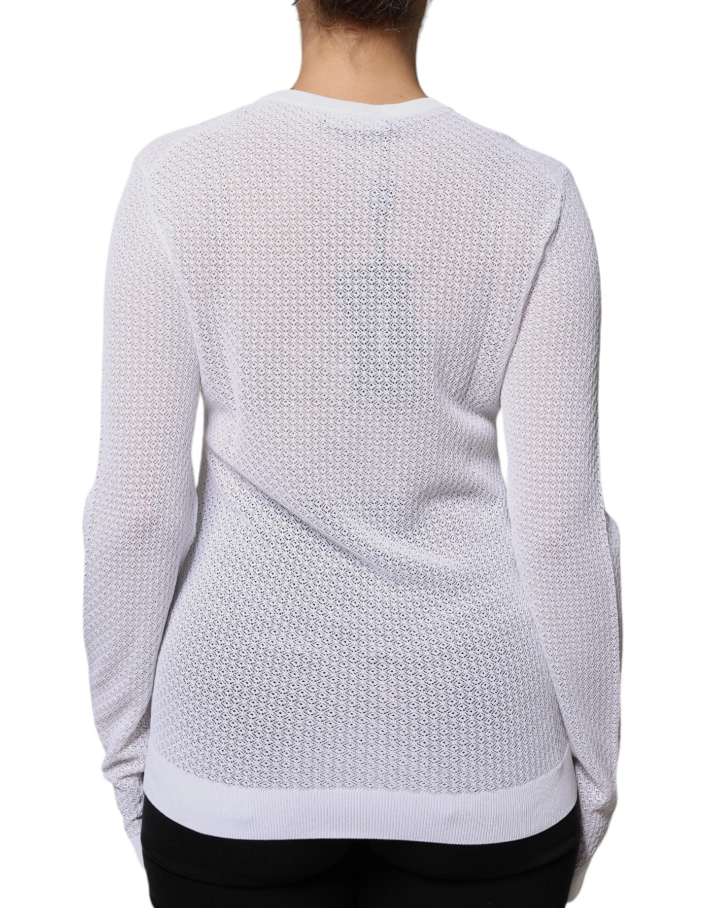 Dolce & Gabbana White Mesh See Through Long Sleeves Top IT50 / 3XL