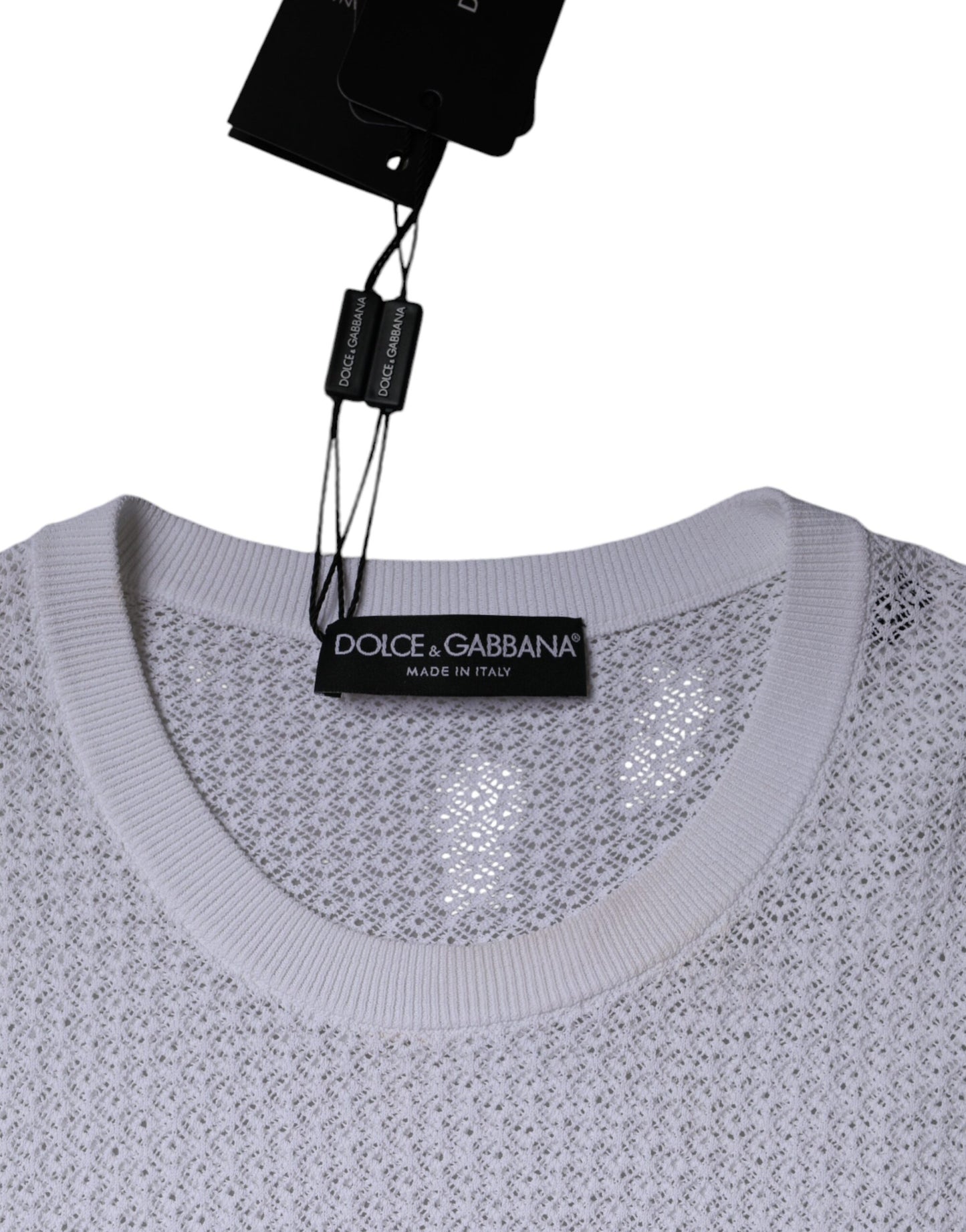 Dolce & Gabbana White Mesh See Through Long Sleeves Top IT50 / 3XL