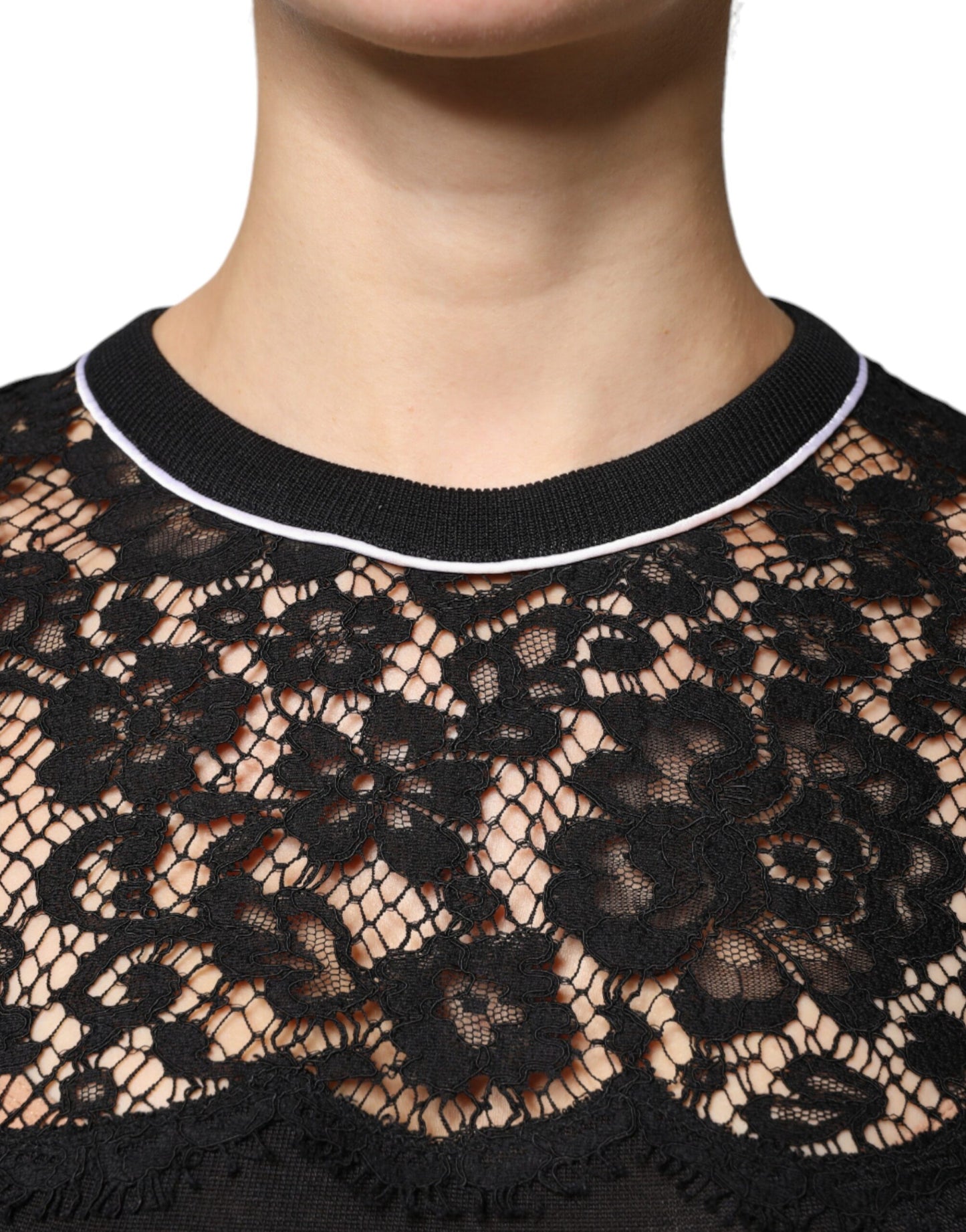 Dolce & Gabbana Black Floral Lace Silk Pullover Blouse Top IT42 / M