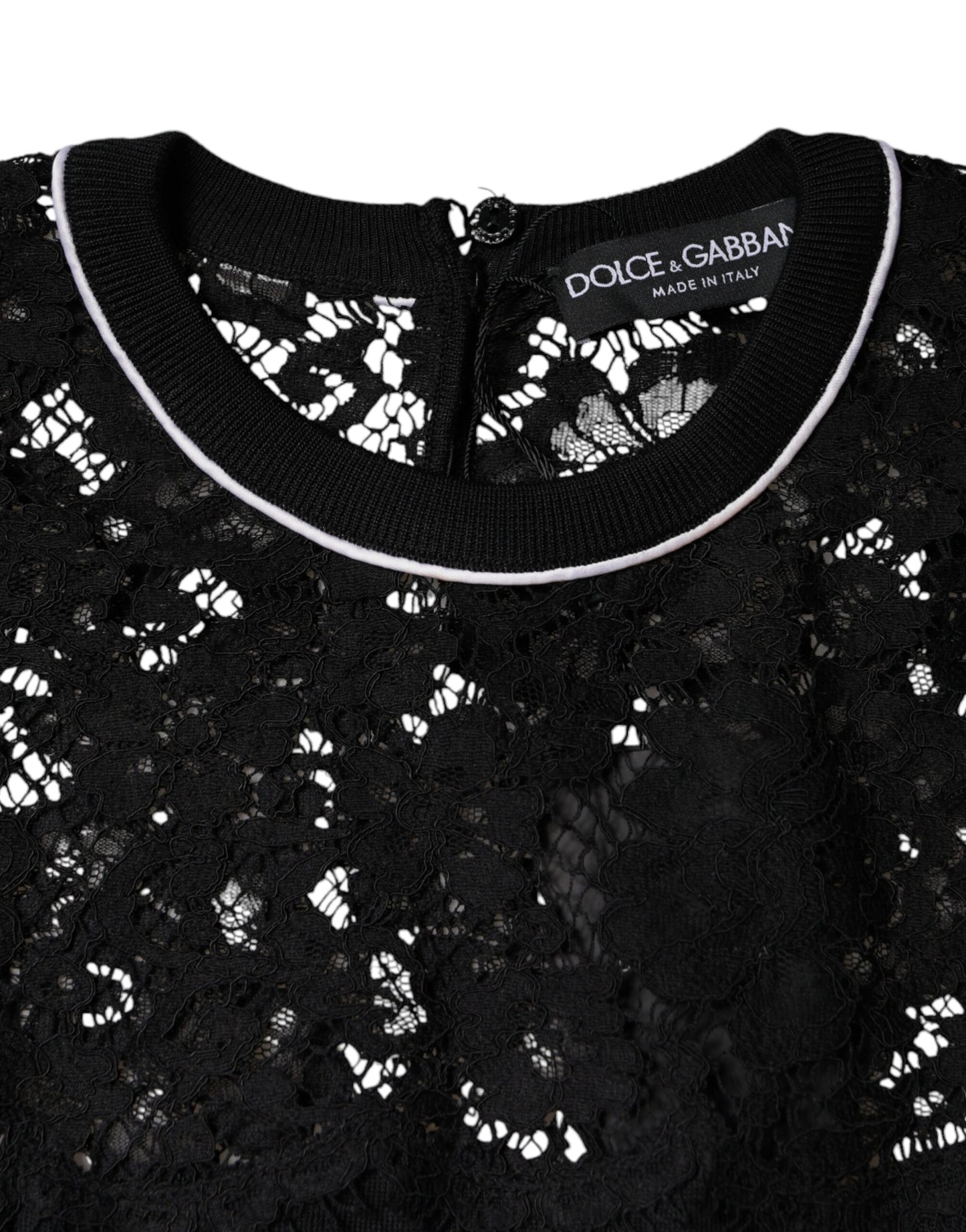 Dolce & Gabbana Black Floral Lace Silk Pullover Blouse Top IT42 / M