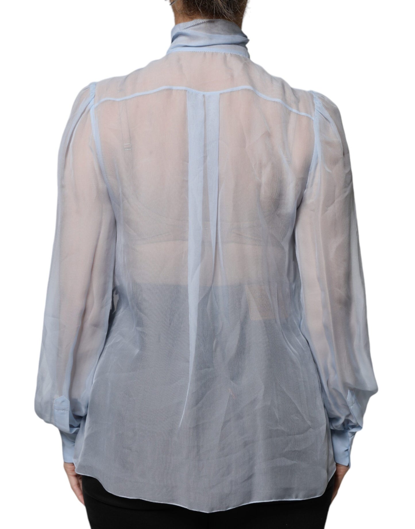 Dolce & Gabbana Blue Long Sleeve Button Down Blouse Top IT38 / XS