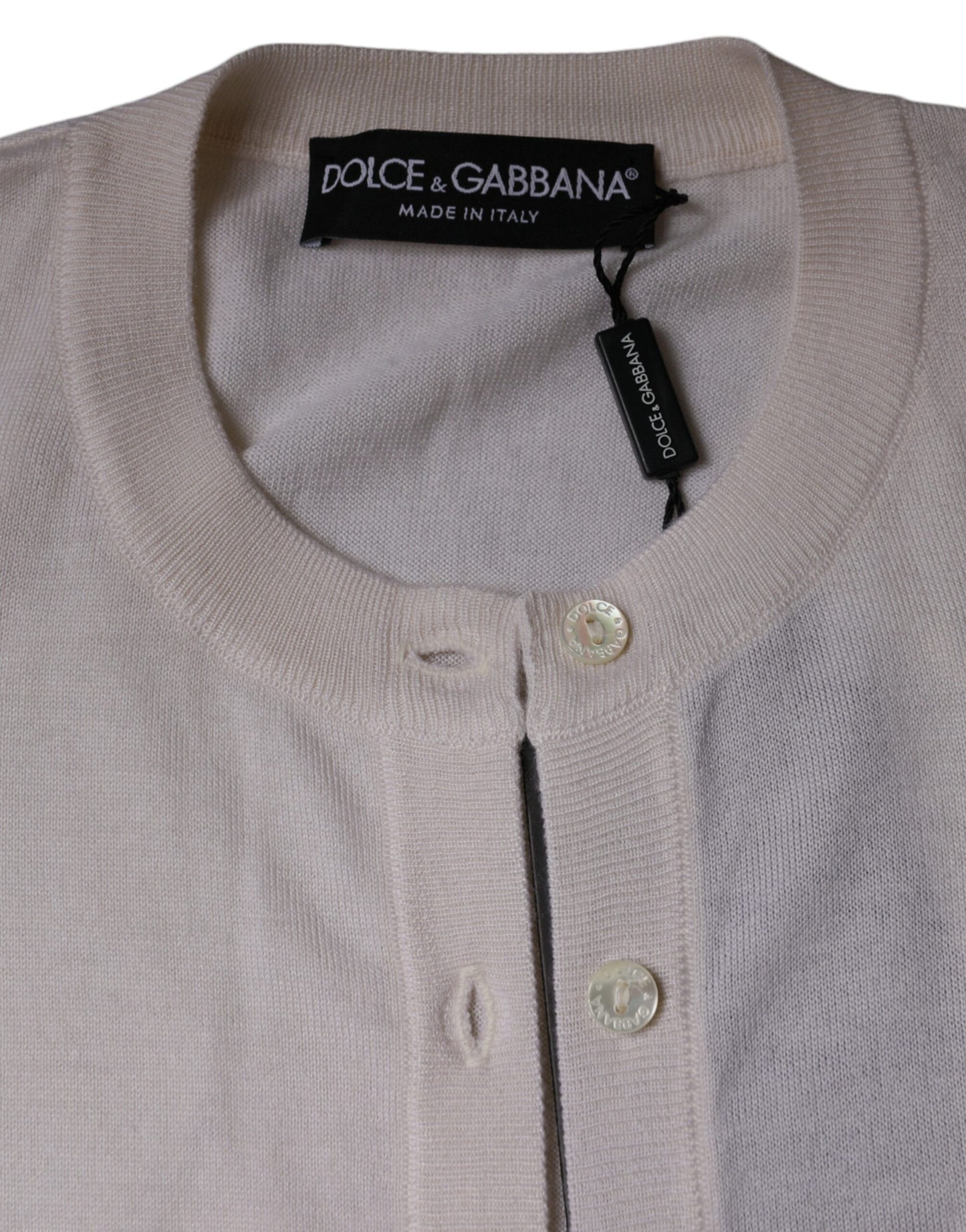 Dolce & Gabbana White Cashmere Button Down Cardigan Sweater IT38 / XS