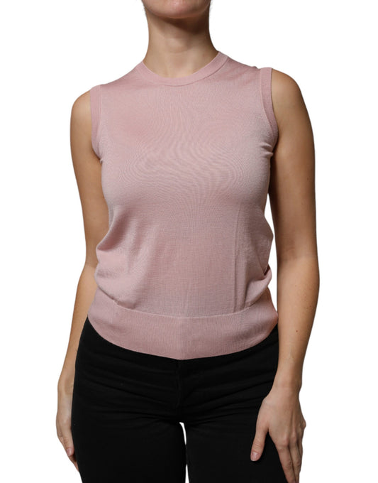 Dolce & Gabbana Pink Cashmere Knitted Sleeveless Tank Top IT38 / XS