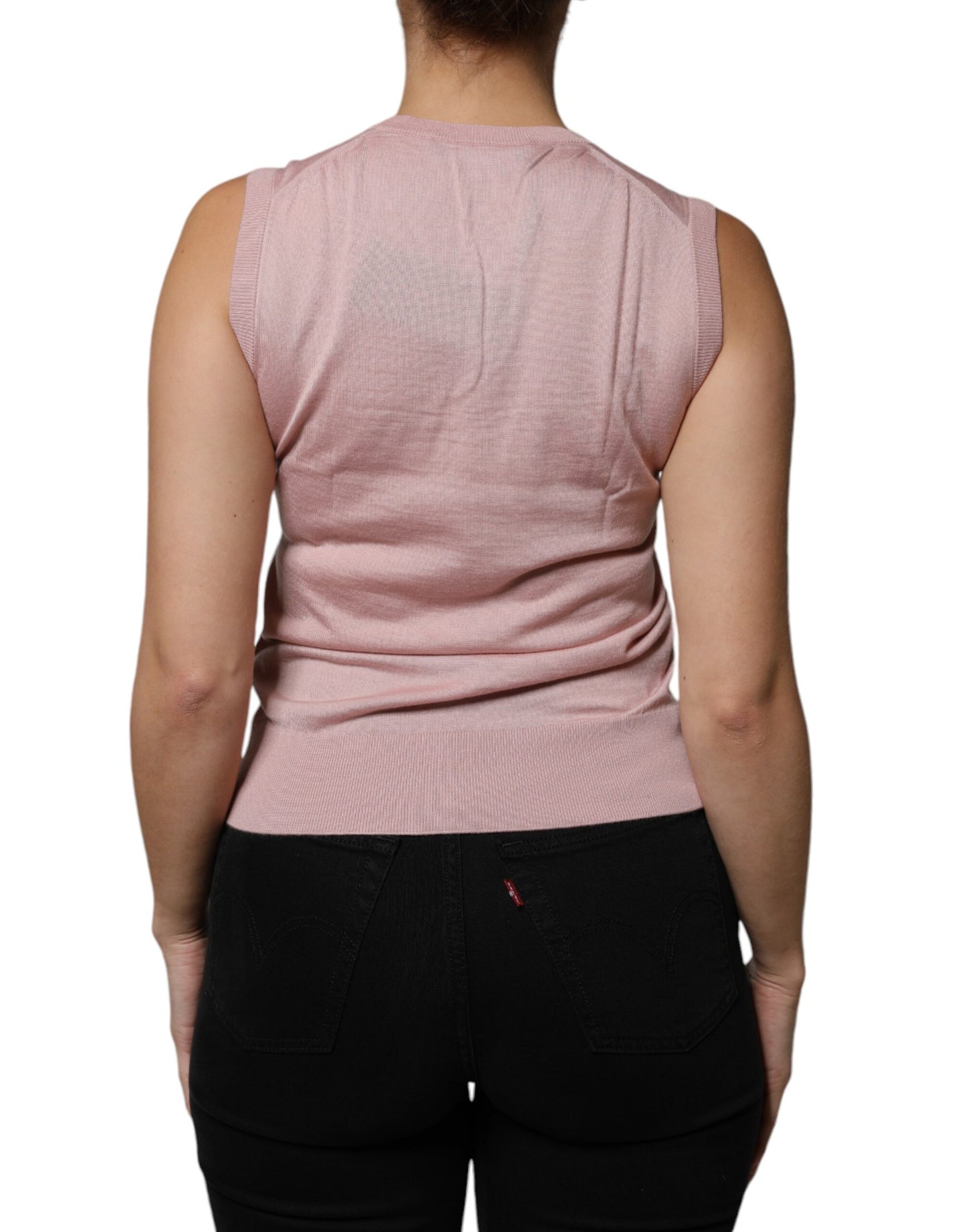 Dolce & Gabbana Pink Cashmere Knitted Sleeveless Tank Top IT38 / XS