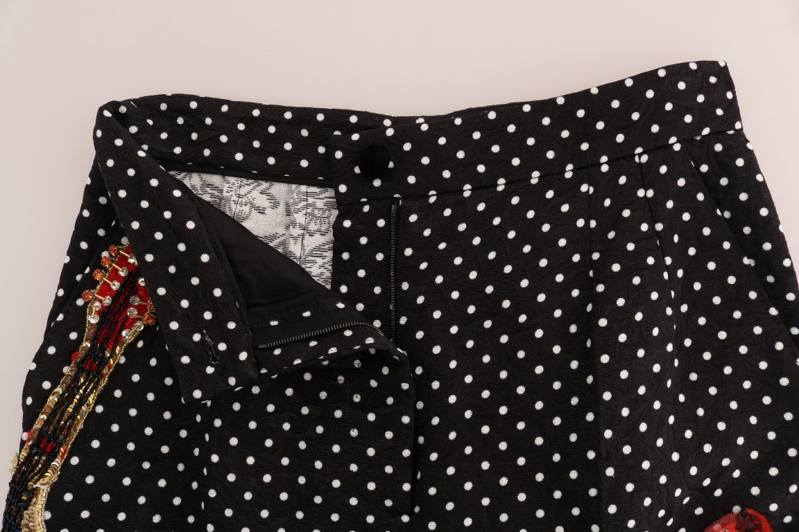 Dolce & Gabbana Elegant Polka Dot Embellished Trousers IT42 | M