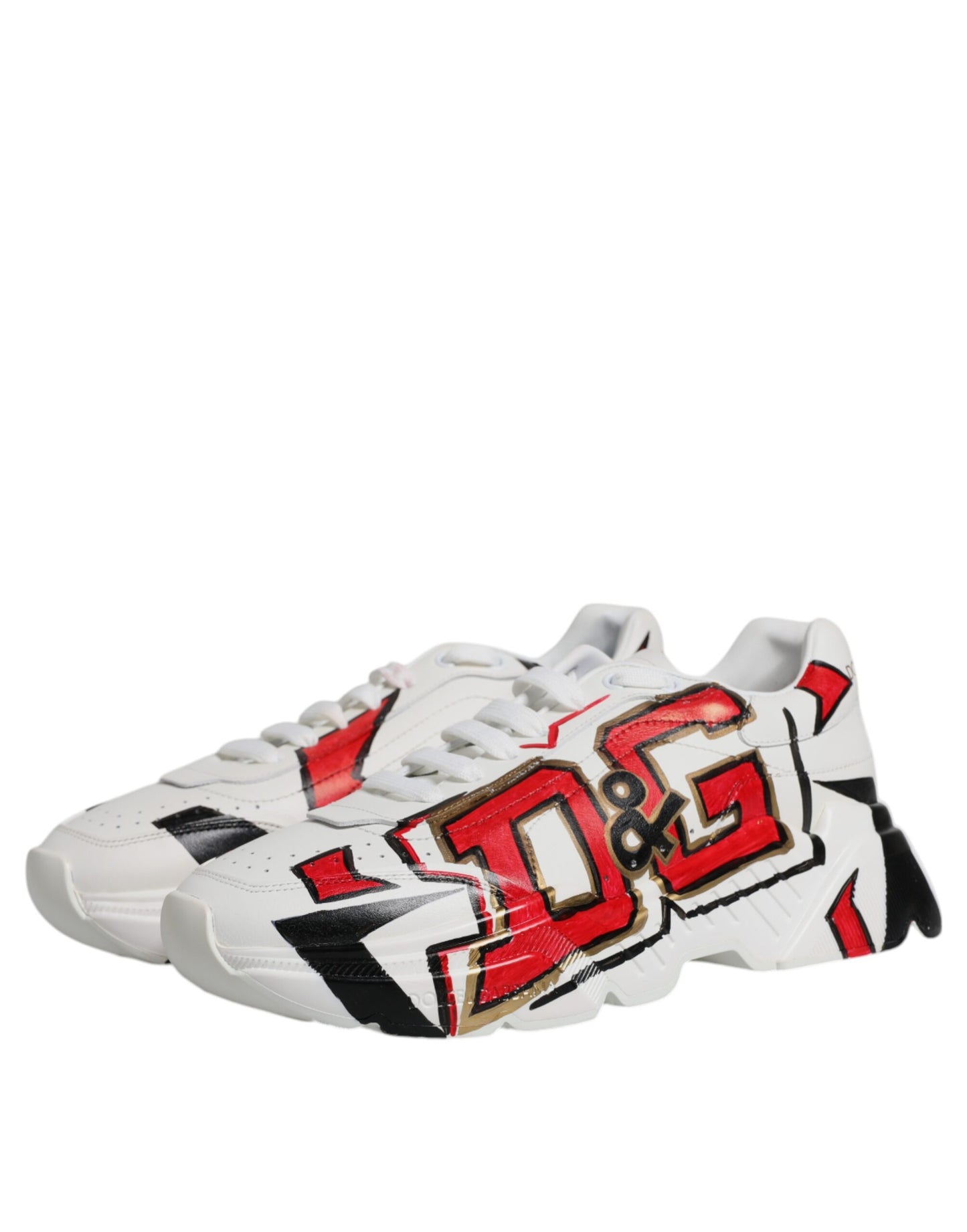 Dolce & Gabbana White Daymaster Hand Painted Sneakers Shoes