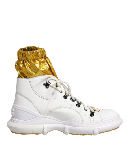 Dolce & Gabbana White Nylon Galileo High Top Sneakers Shoes