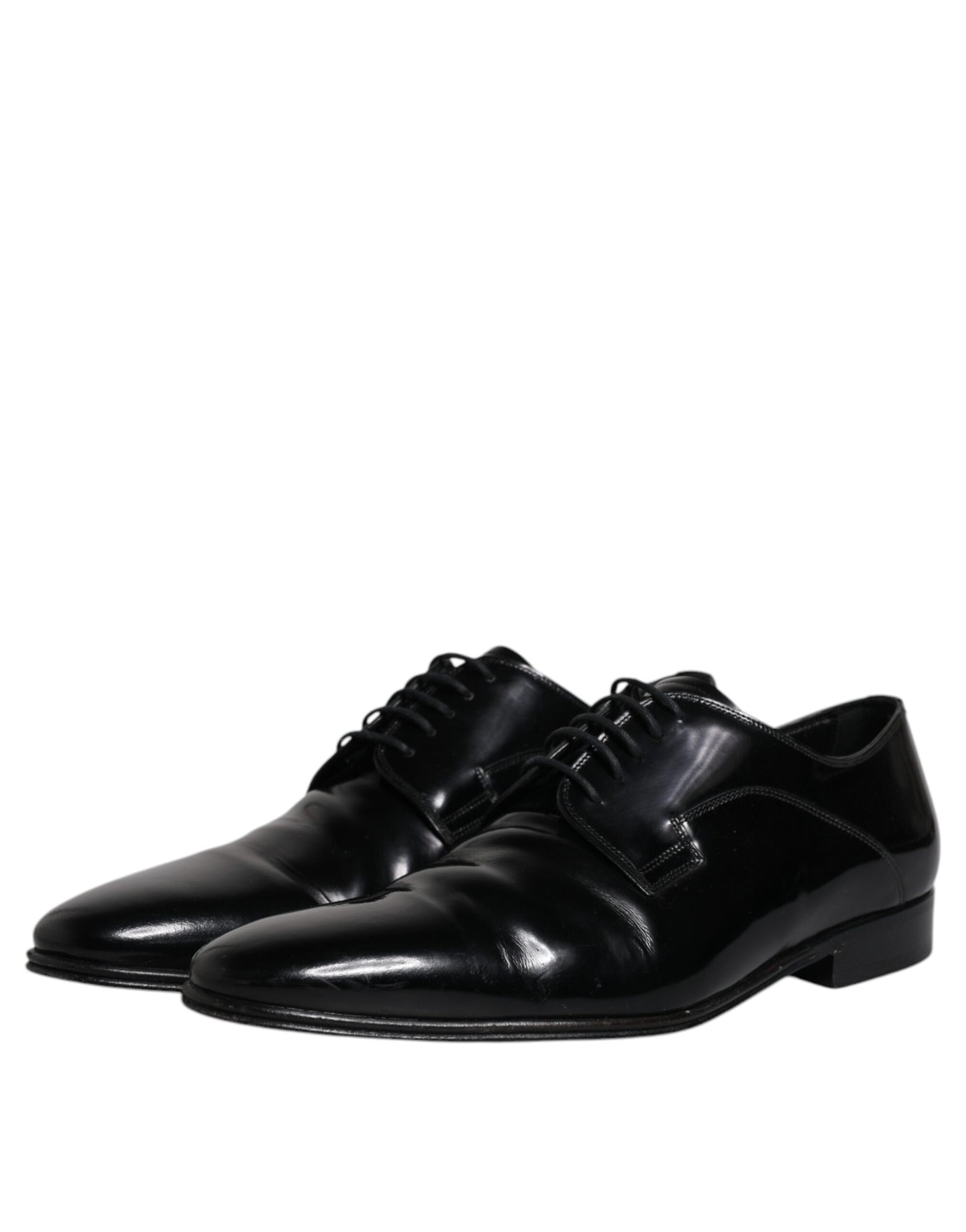 Dolce & Gabbana Black Patent Leather Derby Men Dress Shoes