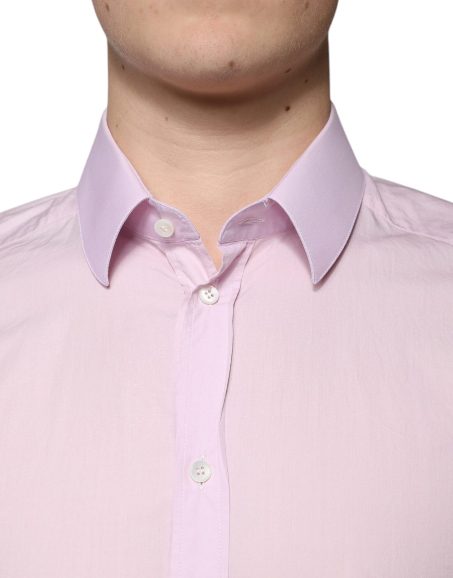 Dolce & Gabbana Light Pink Cotton Slim Fit GOLD Dress Shirt