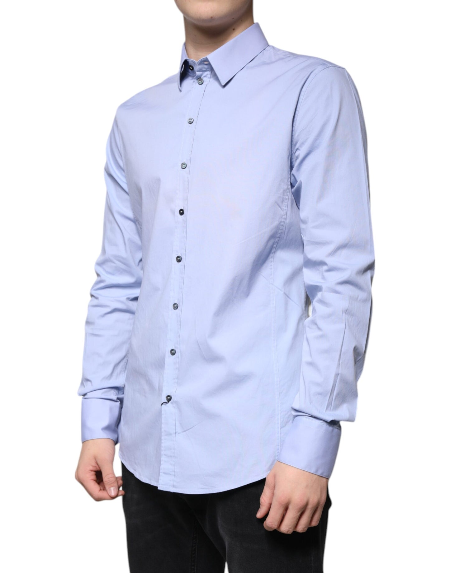 Dolce & Gabbana Light Blue Cotton Slim SICILIA Dress Shirt