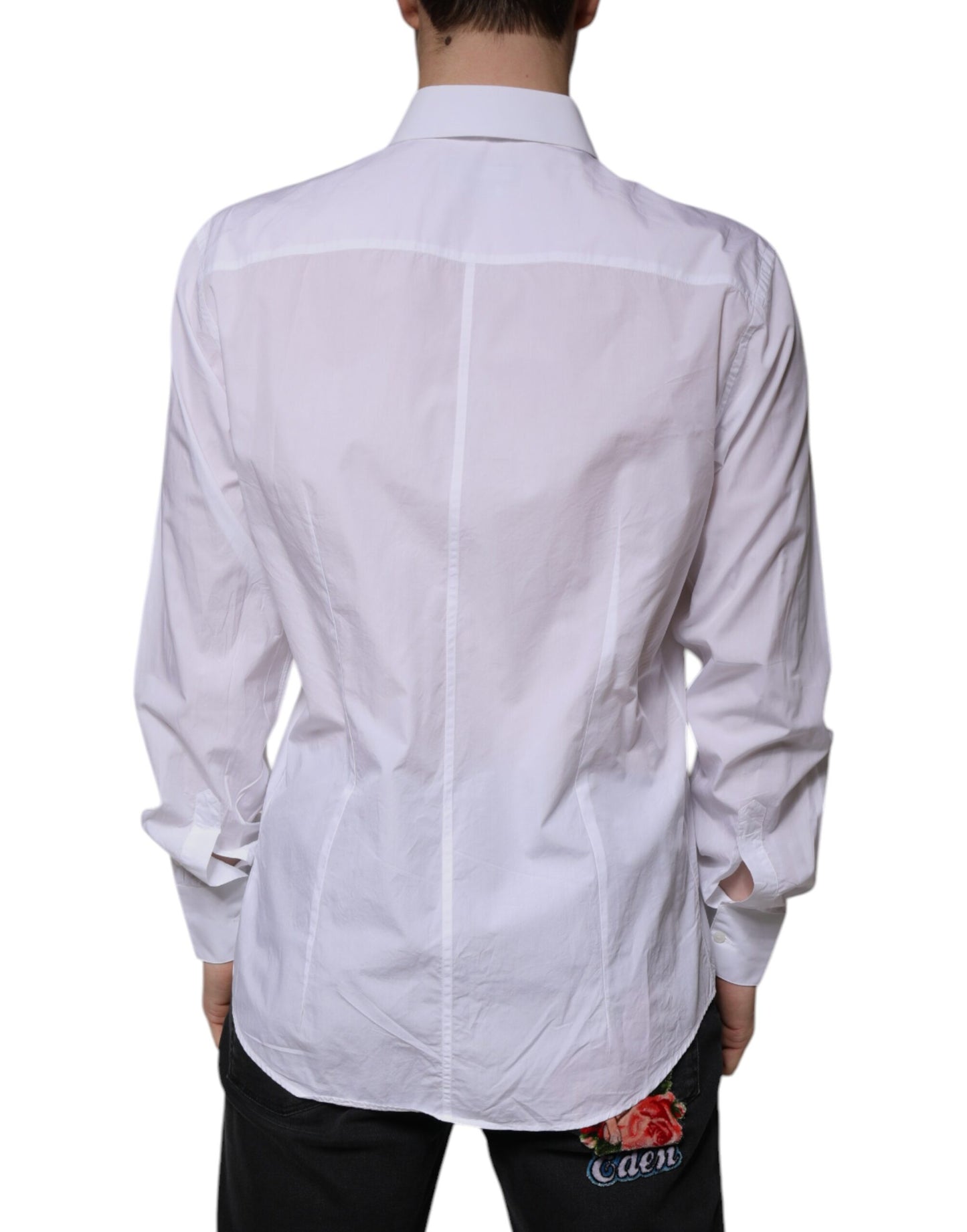 Dolce & Gabbana White Cotton Slim Fit MARTINI Dress Shirt