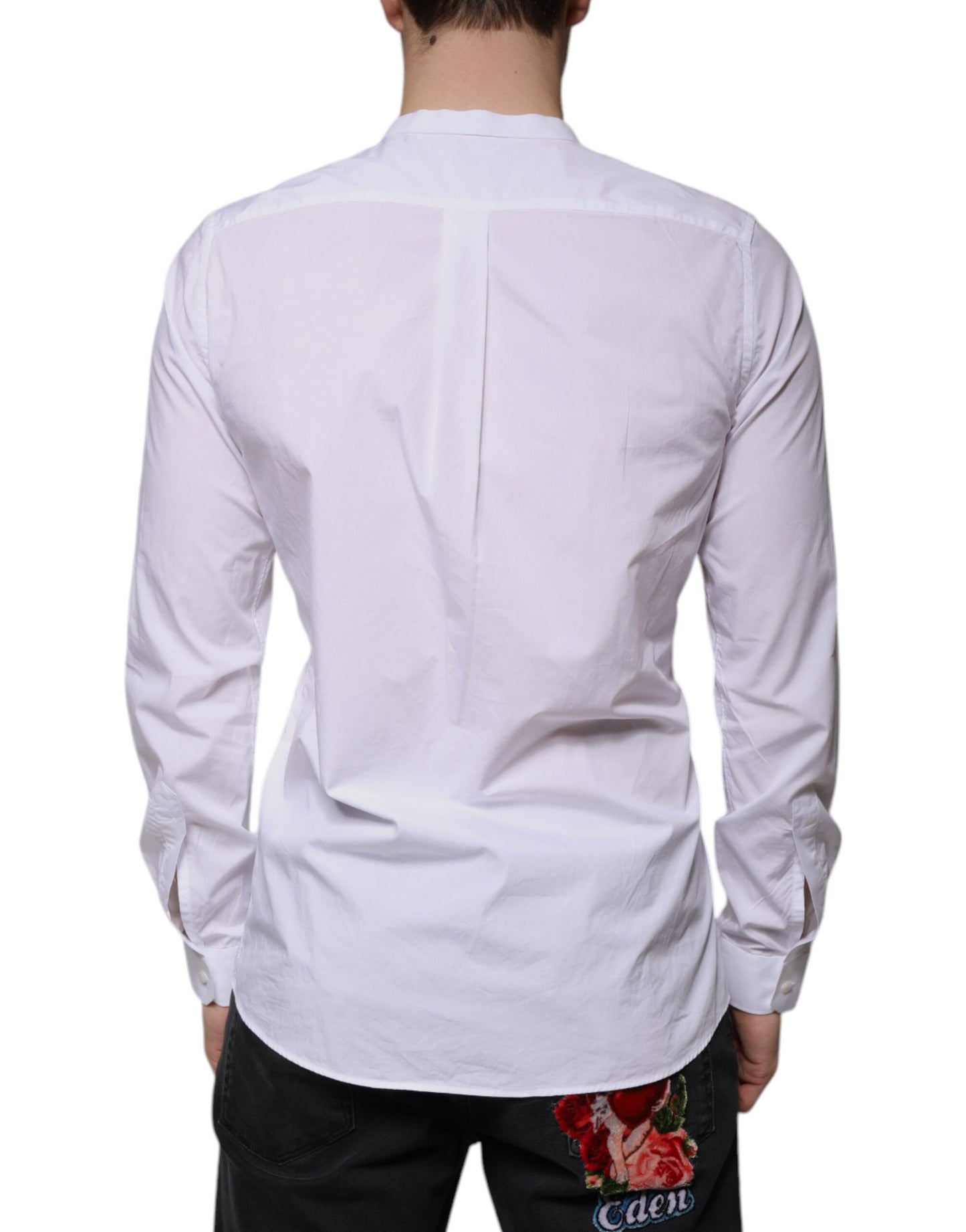 Dolce & Gabbana White Cotton Slim Fit MARTINI Dress Shirt