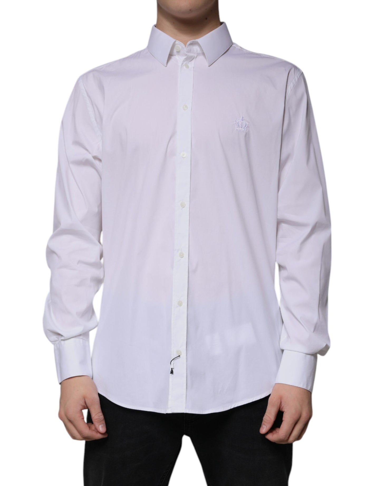 Dolce & Gabbana White Cotton Blend Men MARTINI Dress Shirt