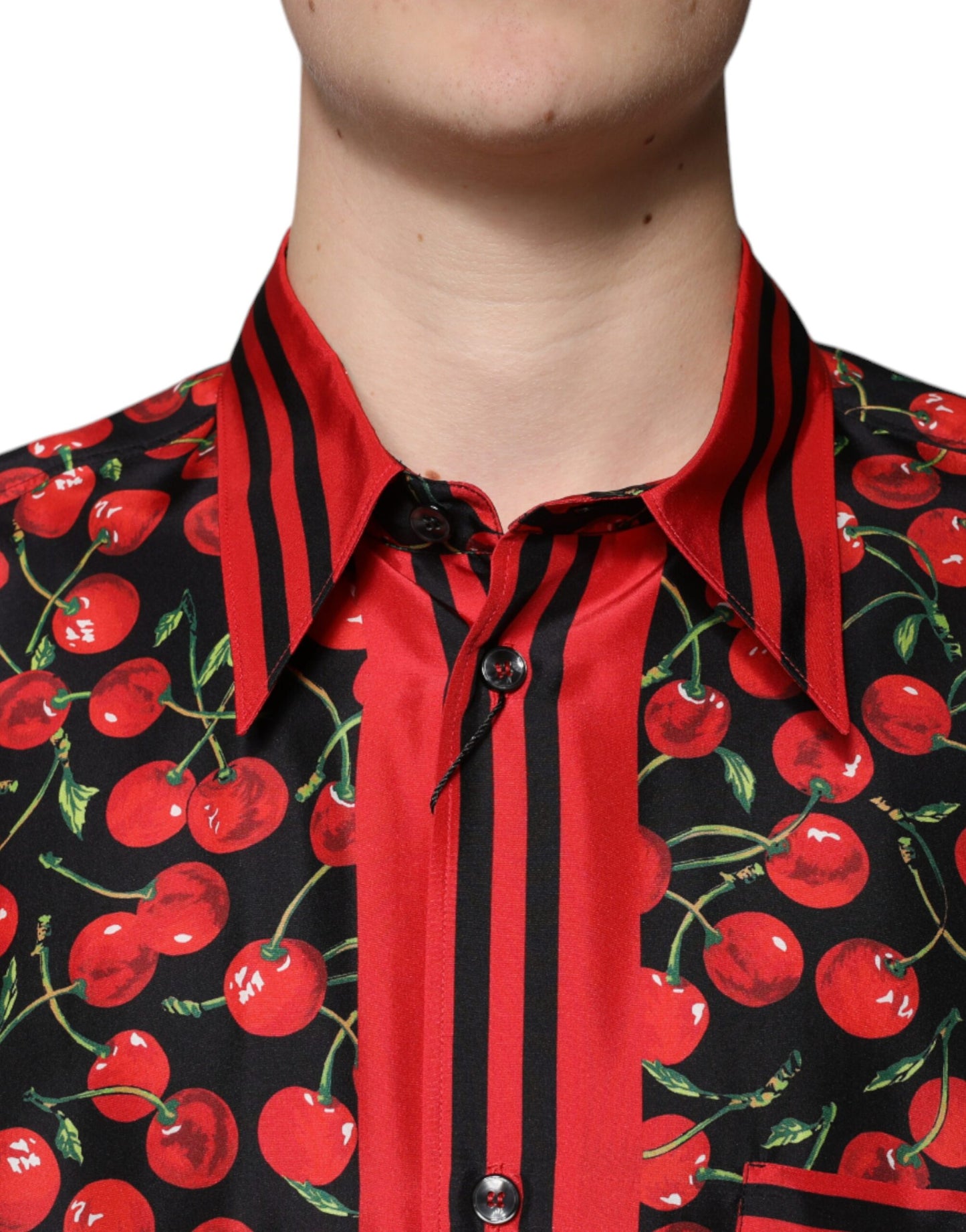 Dolce & Gabbana Black Cherry Silk Button Down Casual Shirt