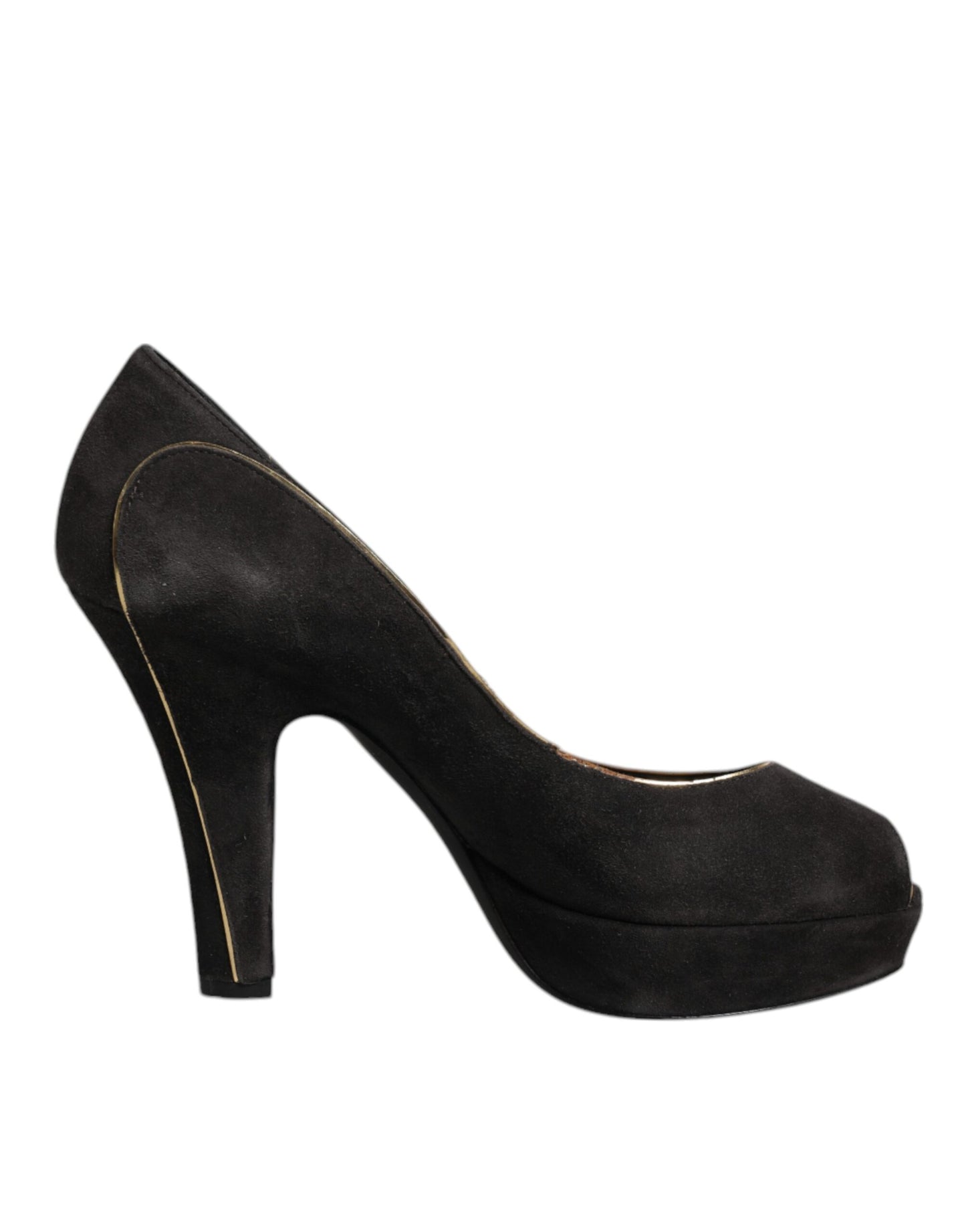 Dolce & Gabbana Black Suede Leather Platform Heels Pumps Shoes