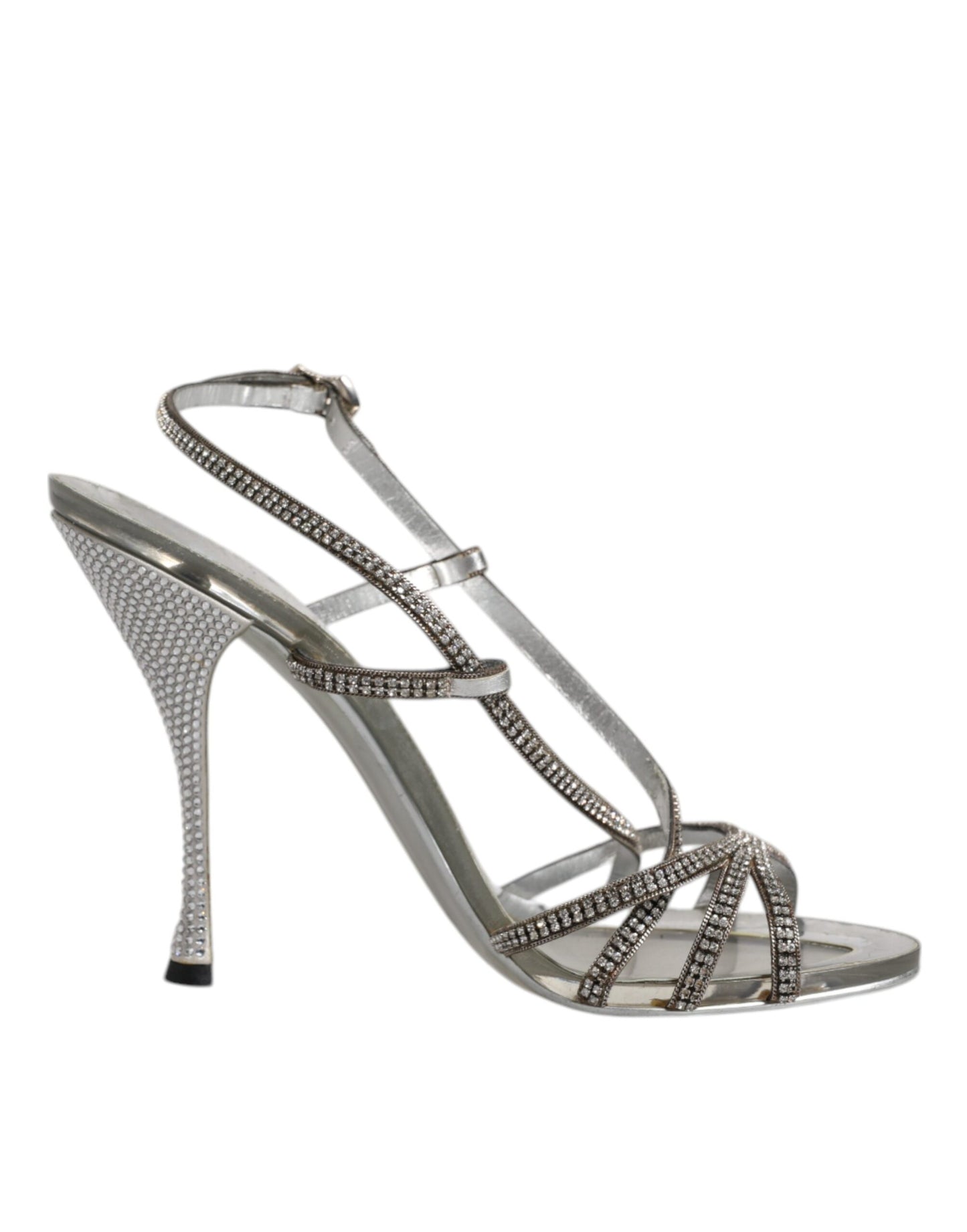 Dolce & Gabbana Silver Crystal Slingback KEIRA Sandals Shoes