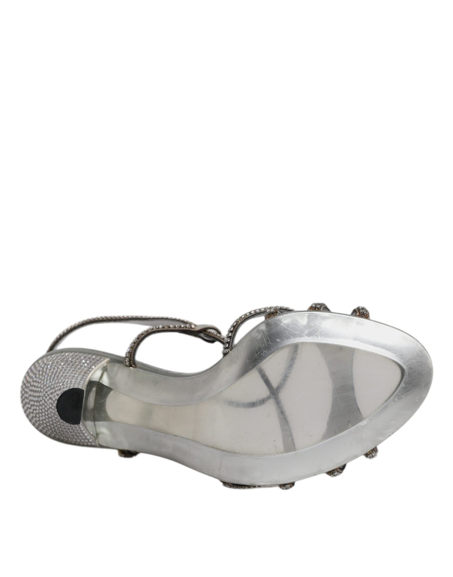 Dolce & Gabbana Silver Crystal Slingback KEIRA Sandals Shoes