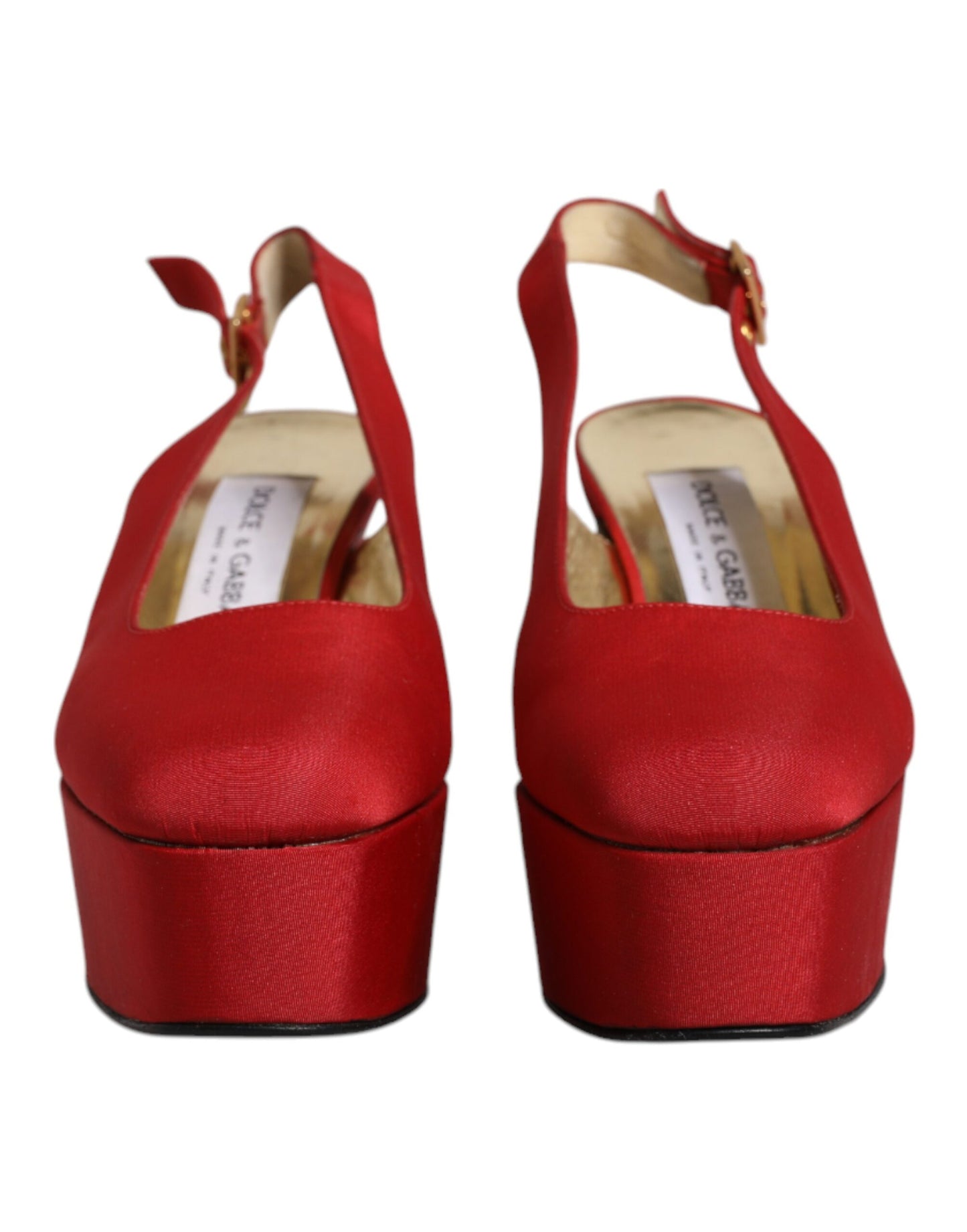 Dolce & Gabbana Red Platform Slingback Heels Sandals Shoes