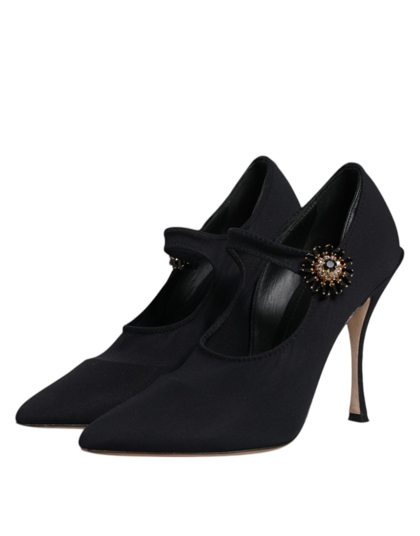 Dolce & Gabbana Black Mary Jane Stretch Crystal Pumps Shoes