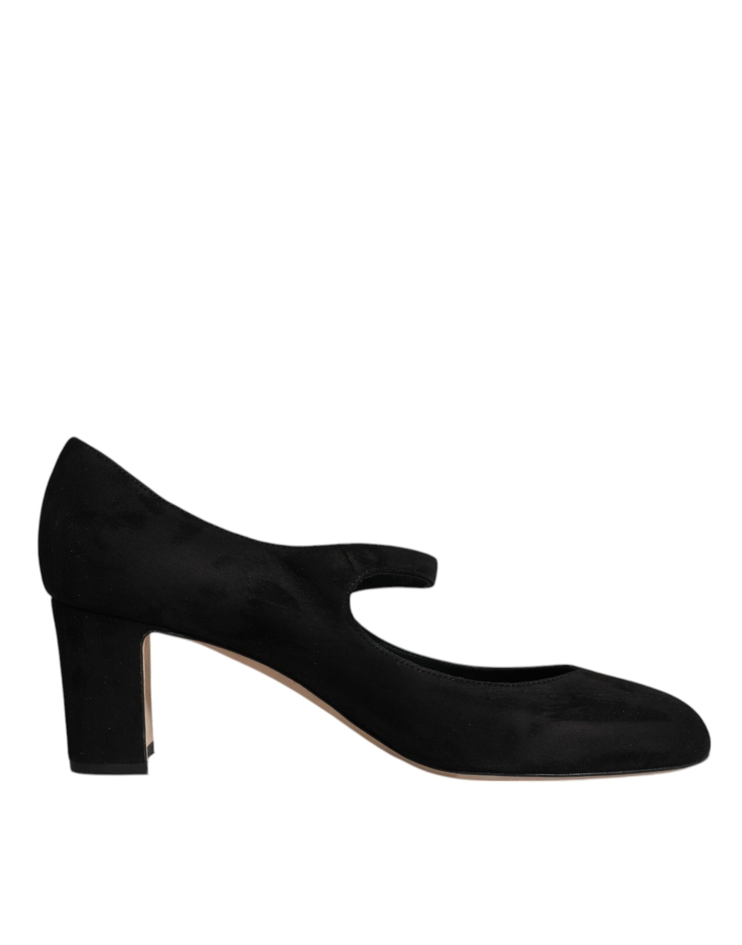 Dolce & Gabbana Black Suede Leather Block Heels Pumps Shoes