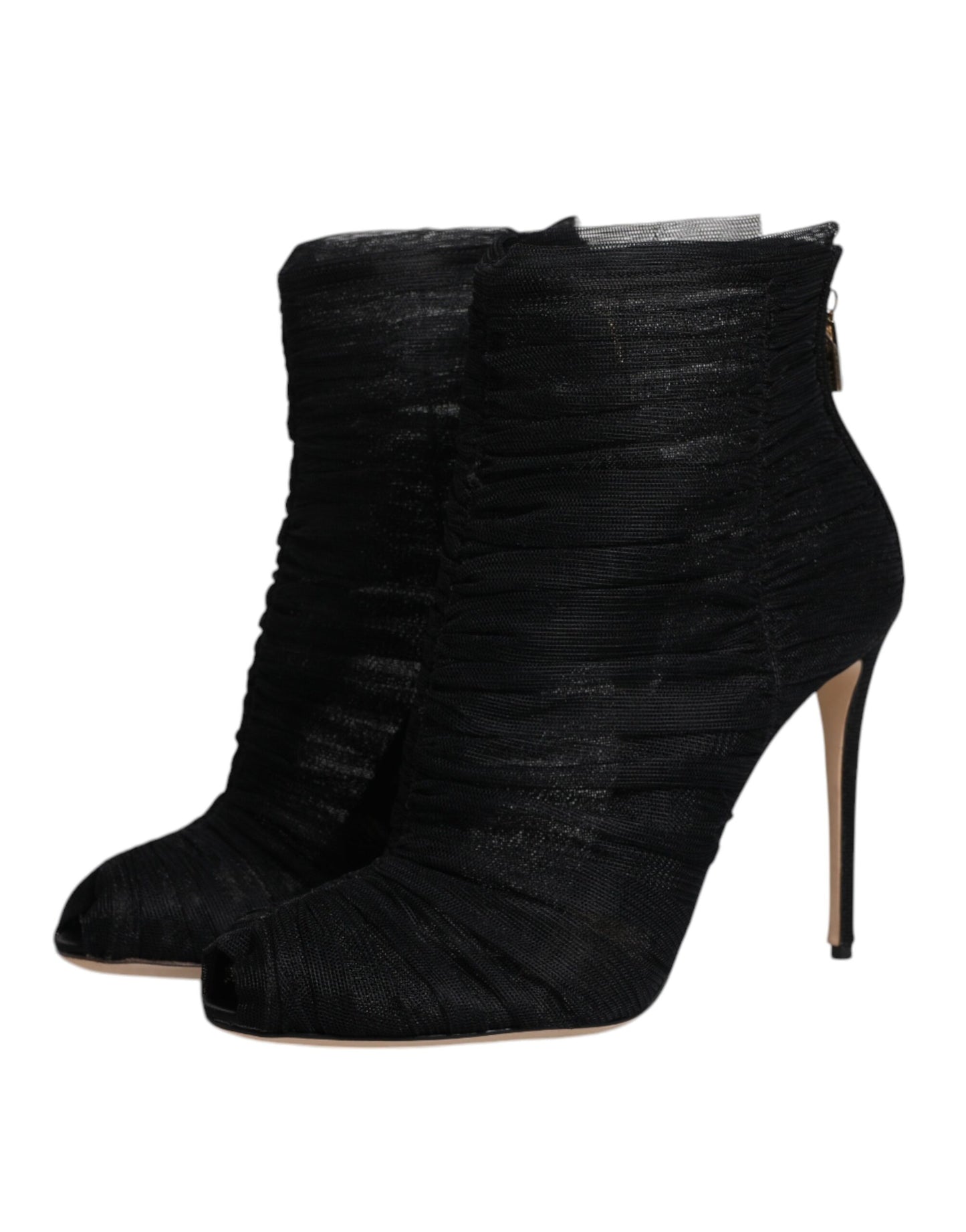 Dolce & Gabbana Black Mesh Stiletto Heels Ankle Boots Shoes