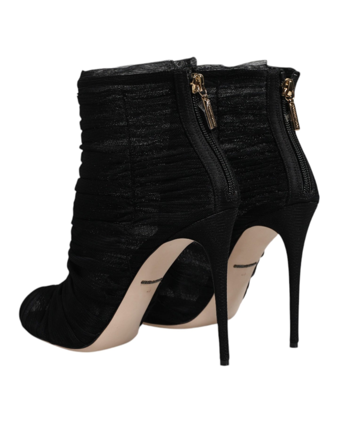 Dolce & Gabbana Black Mesh Stiletto Heels Ankle Boots Shoes