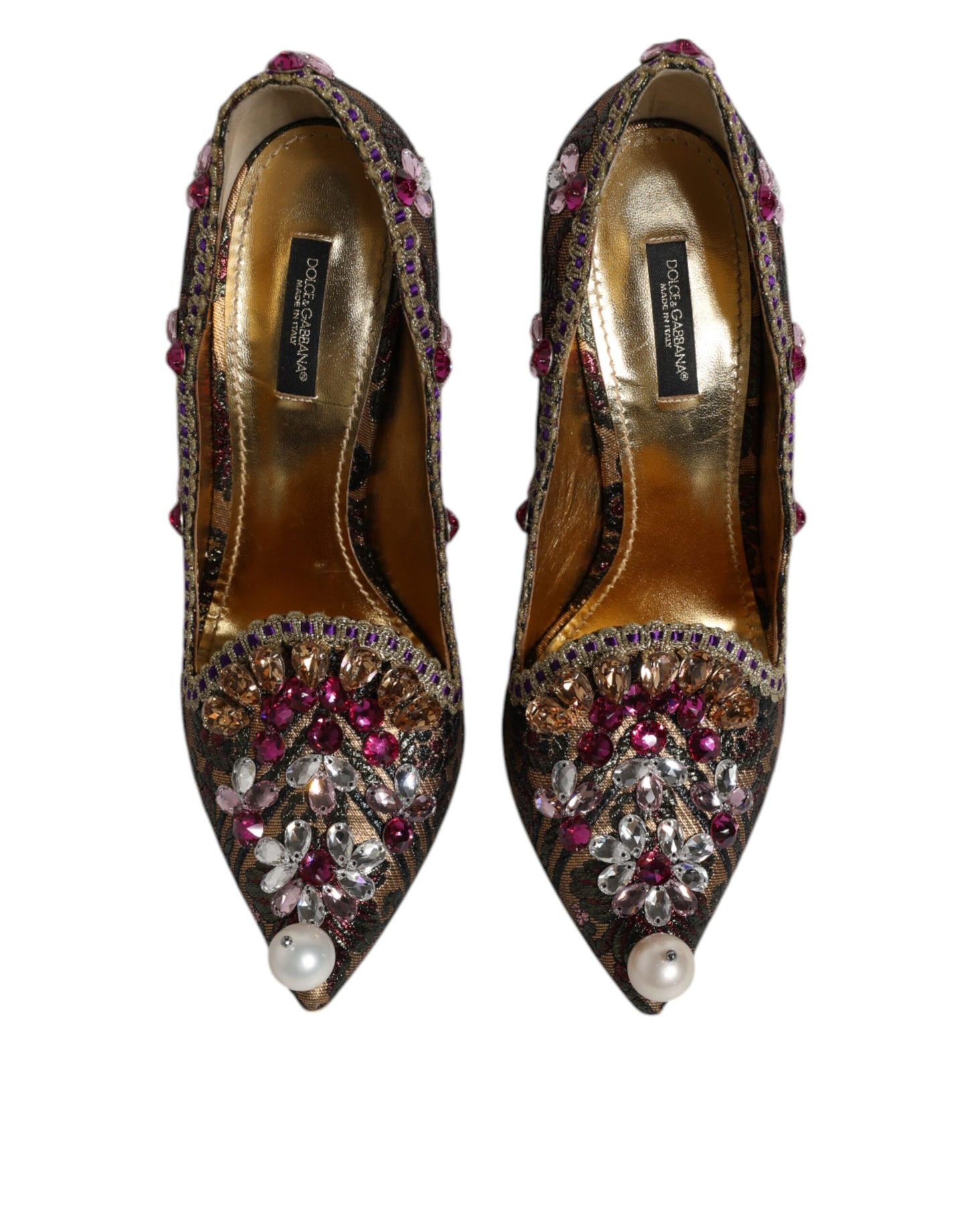 Dolce & Gabbana Multicolor Embellished Jacquard Pumps Shoes