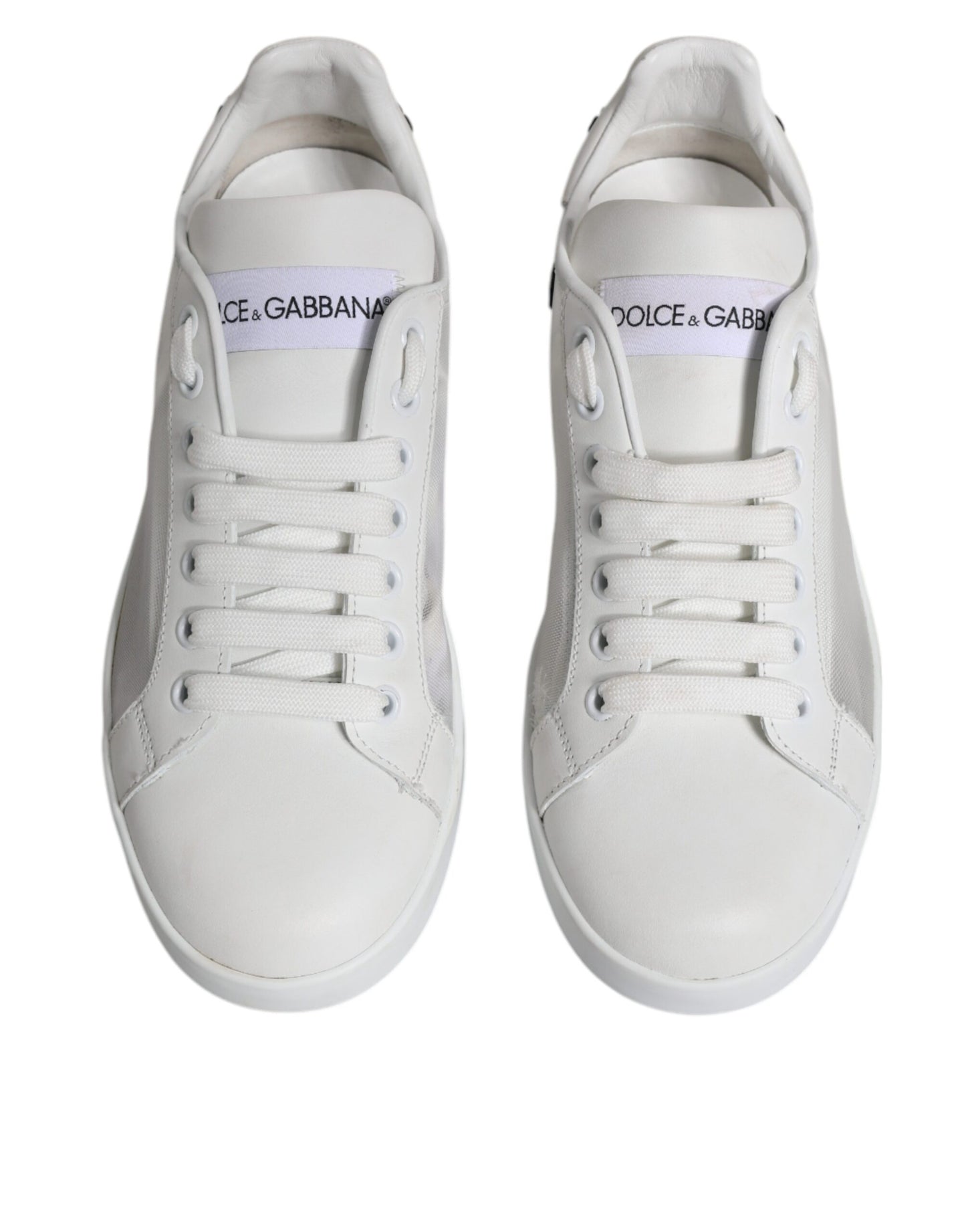 Dolce & Gabbana White Calf Leather Portofino Sneakers Shoes