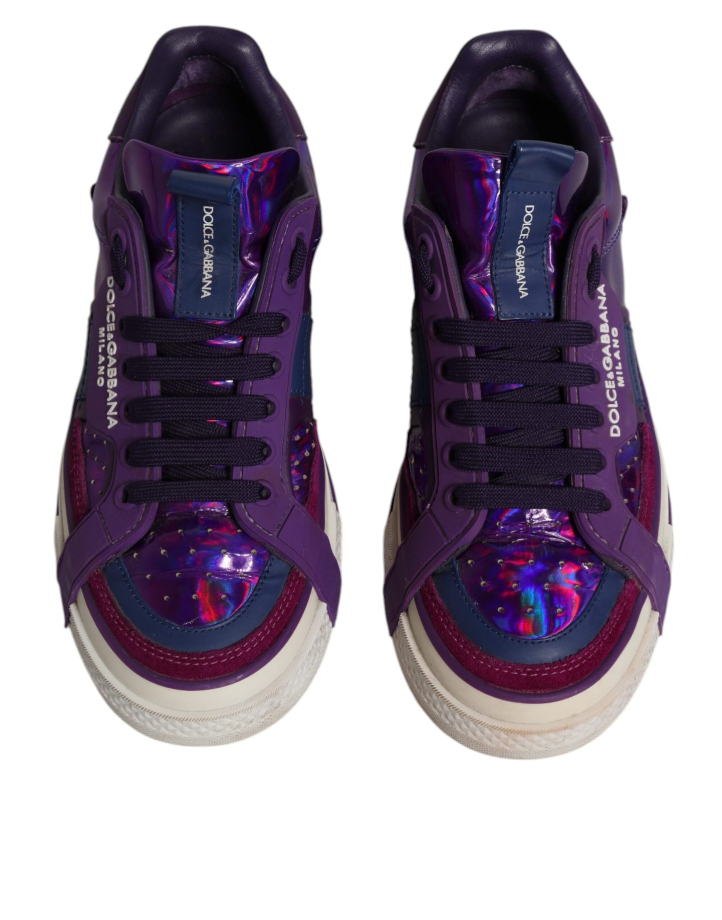 Dolce & Gabbana Purple Leather Low Top Women Sneakers Shoes