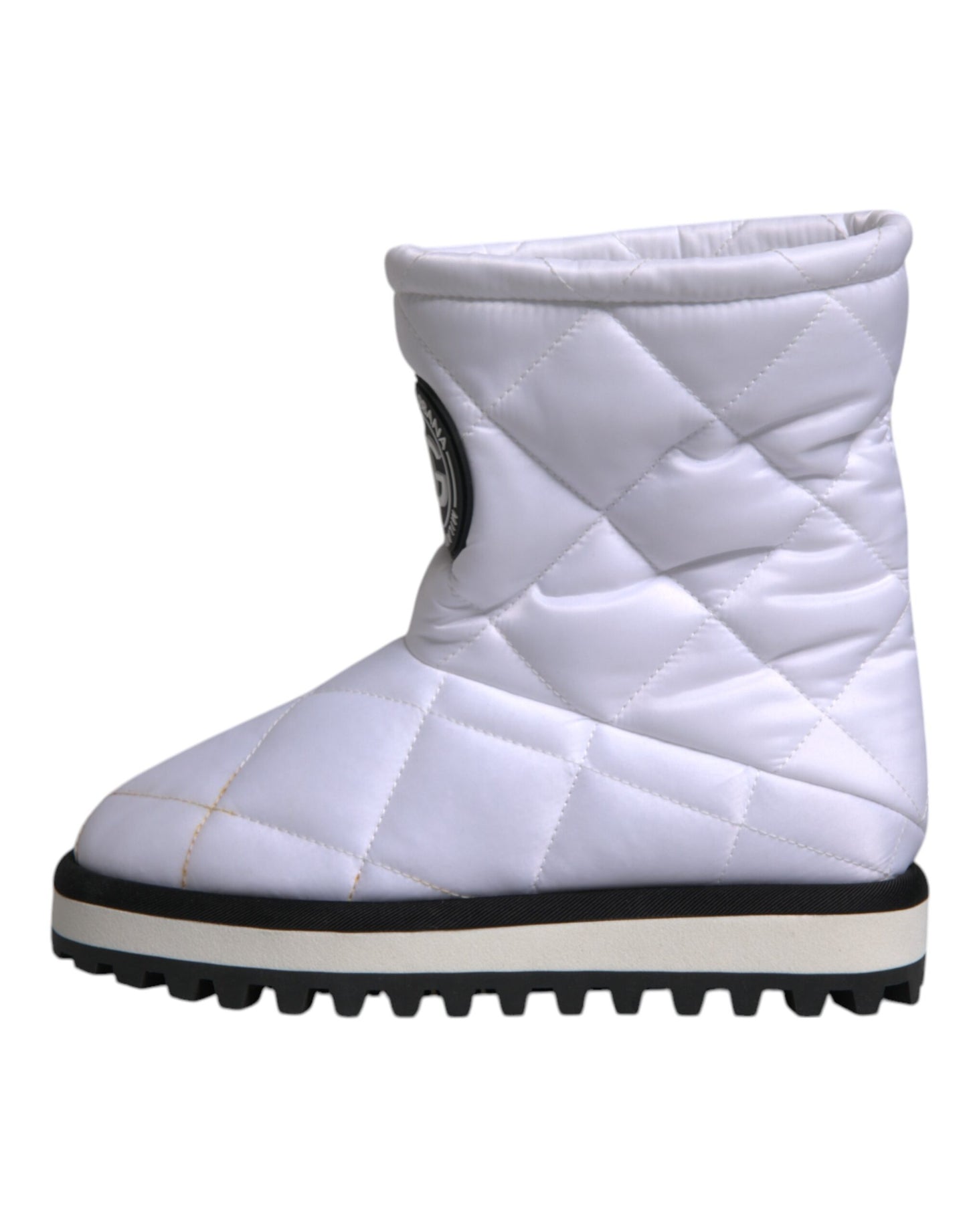 Dolce & Gabbana White Viscose Padded Mid Calf Boots Shoes