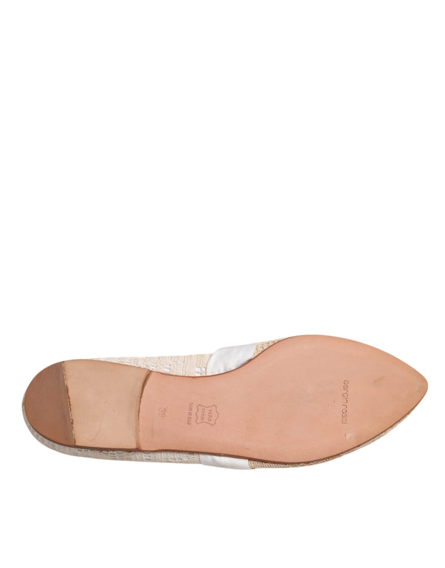 Dolce & Gabbana Beige Ribbon Fabric Ballerina Flats Shoes