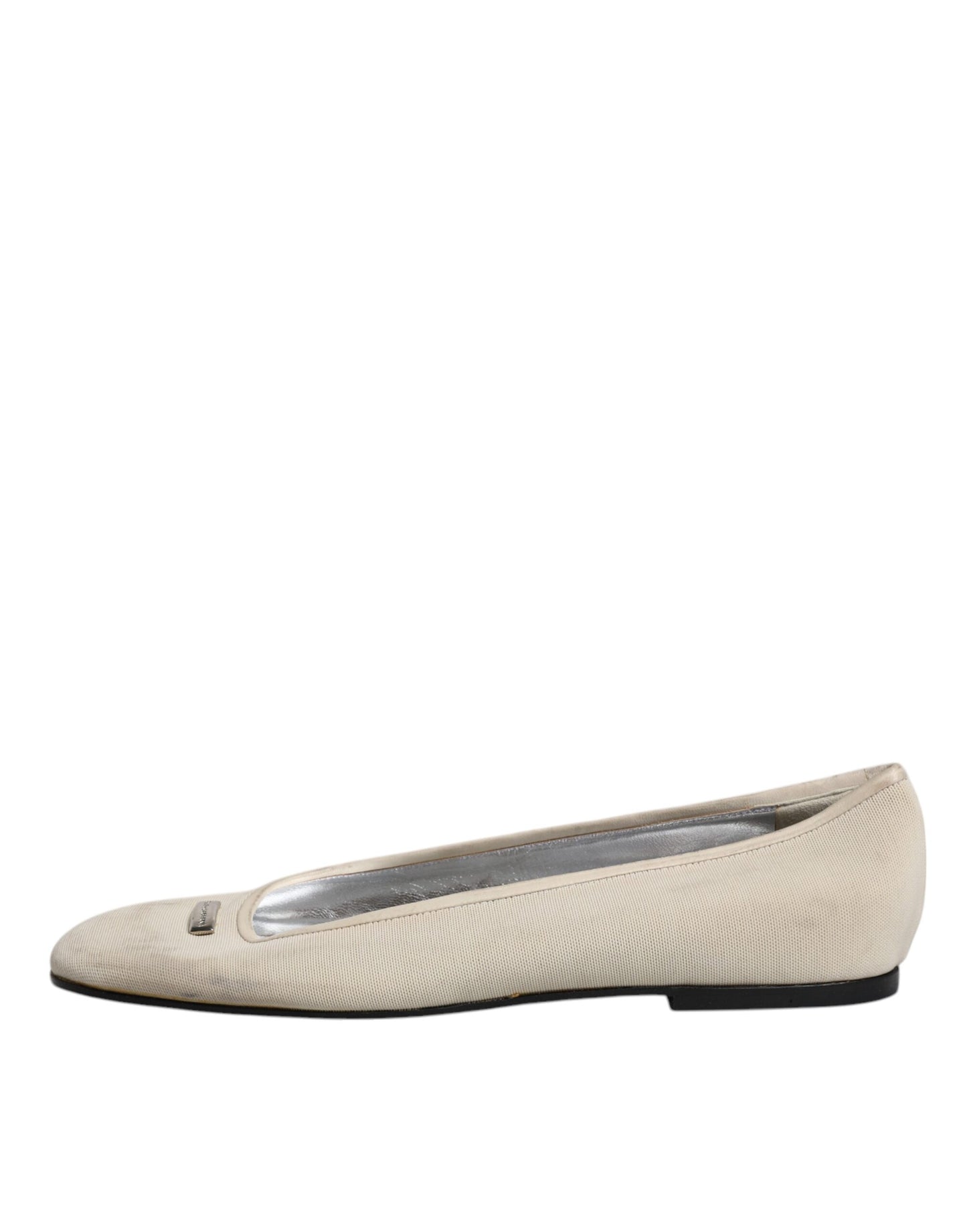 Dolce & Gabbana Beige Fabric Slip On Ballerina Flats Shoes